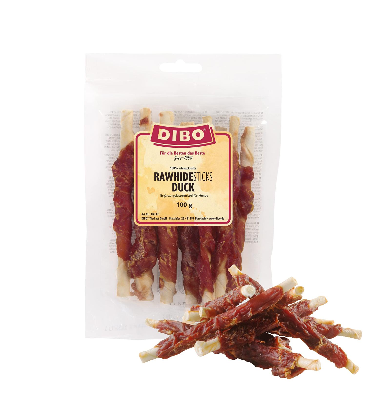 Dibo Rawhide Sticks Duck 100g - Delicious Dog Snack for Rewards & Dental Care | Refillable Treats - Buy Online on SooperMarket.com