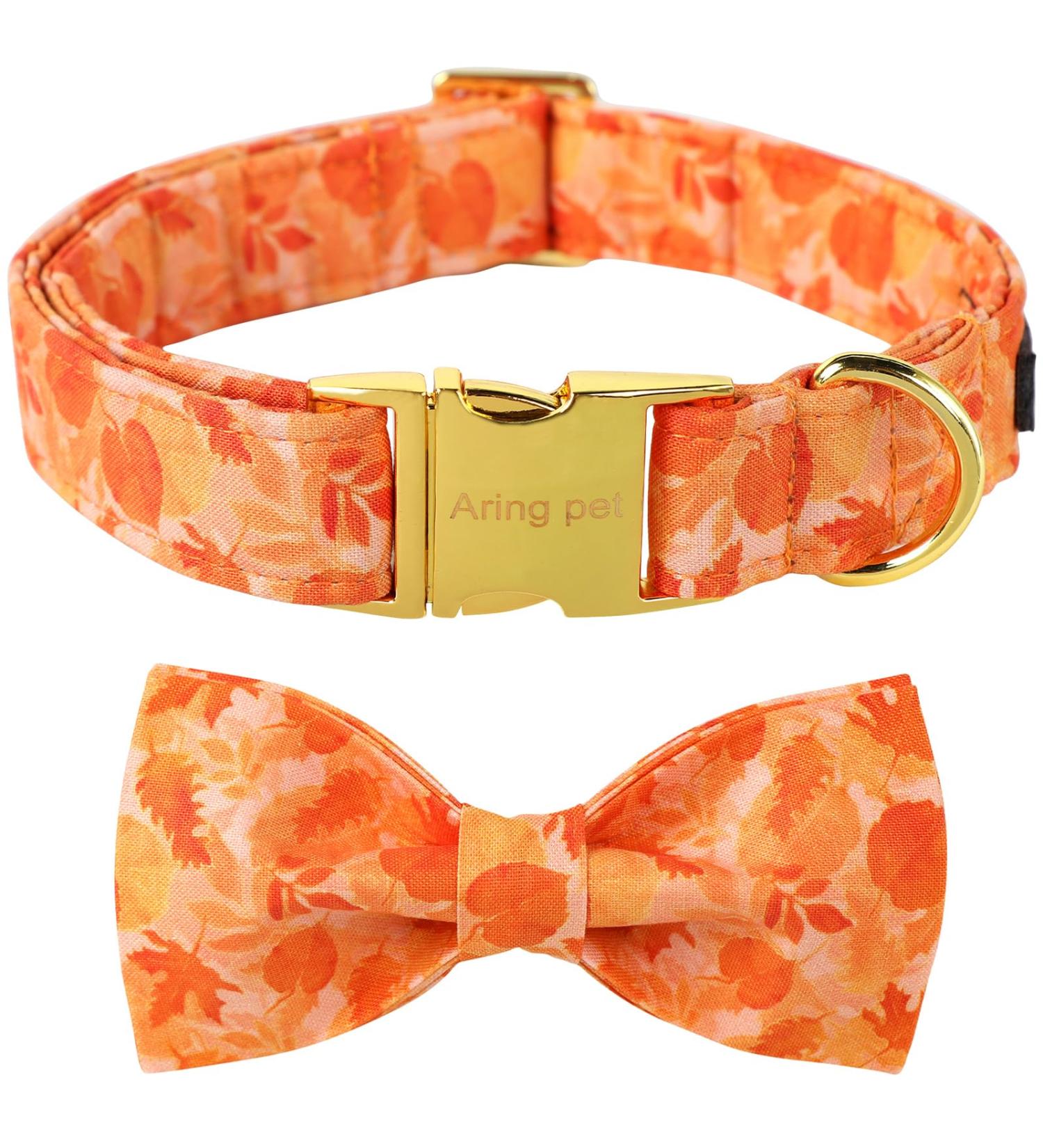 Buy Aring Pet Autumn Dog Hales Band - Adjustable Yellow Cotton Dog Collar with Bow & Autumn Leaves Design - Medium Size - Buy Online on SooperMarket.com
