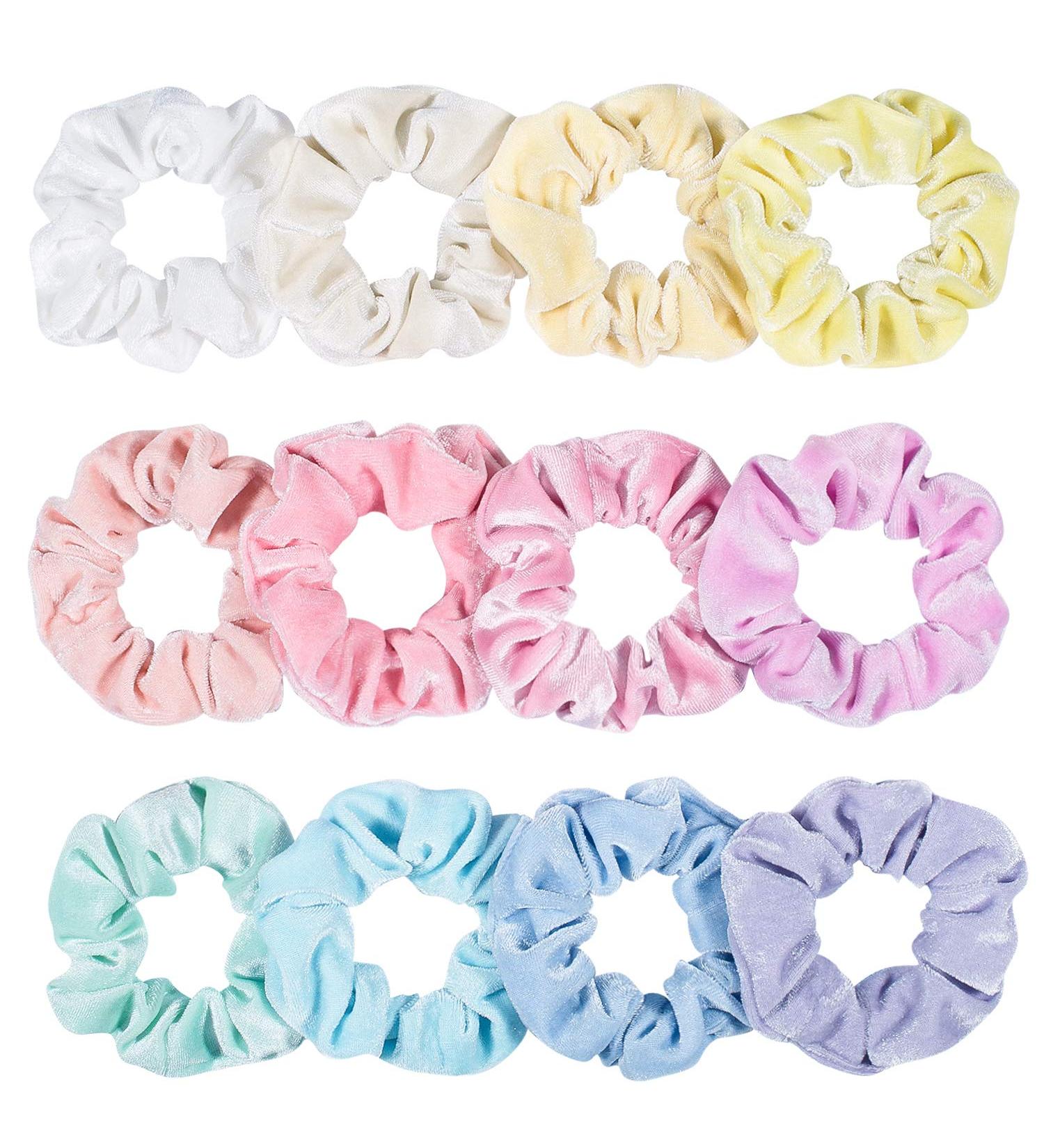 Whaline Macaron Theme Big Velvet Hair Scrunchies - 12 Ice Cream Colors for Girls & Women - Buy Online on SooperMarket.com