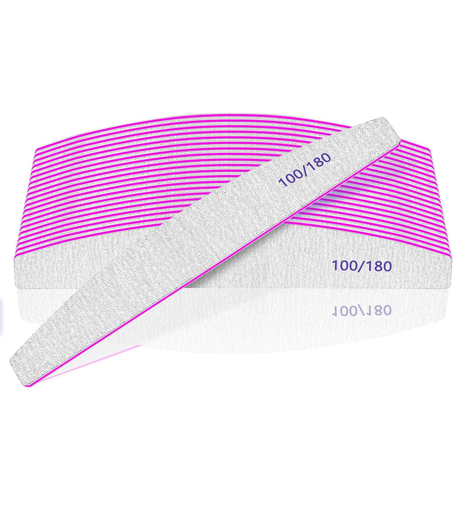 12pcs Professional 100/180 Grit Nail Files for Acrylic, Gel, Thick, and False Nails - Washable & Reusable Double-Sided Emery Board - Buy Online on SooperMarket.com