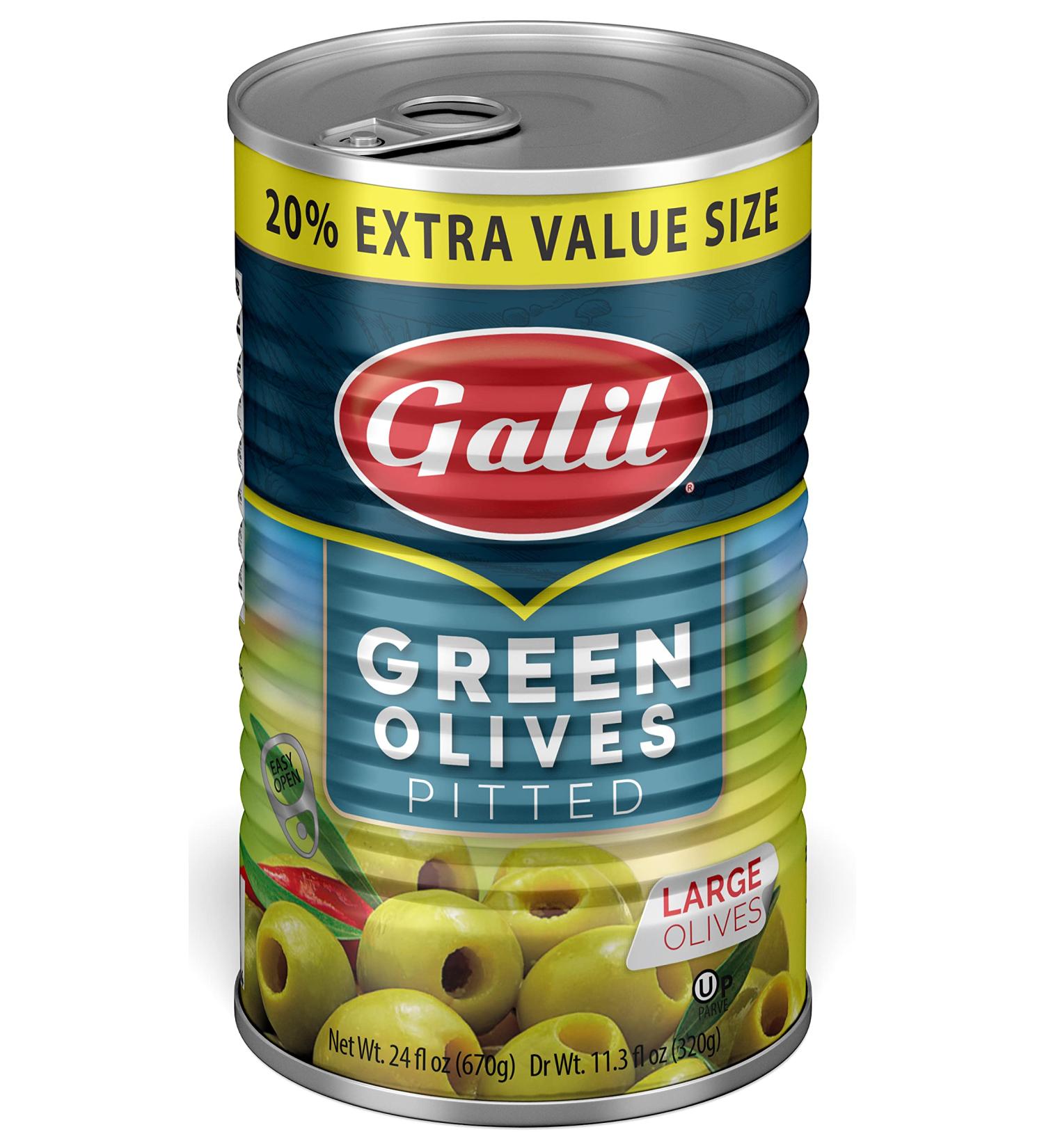 Galil Green Pitted Olive + 20% Extra Value Size, 24 Fl Oz (Pack of 6)