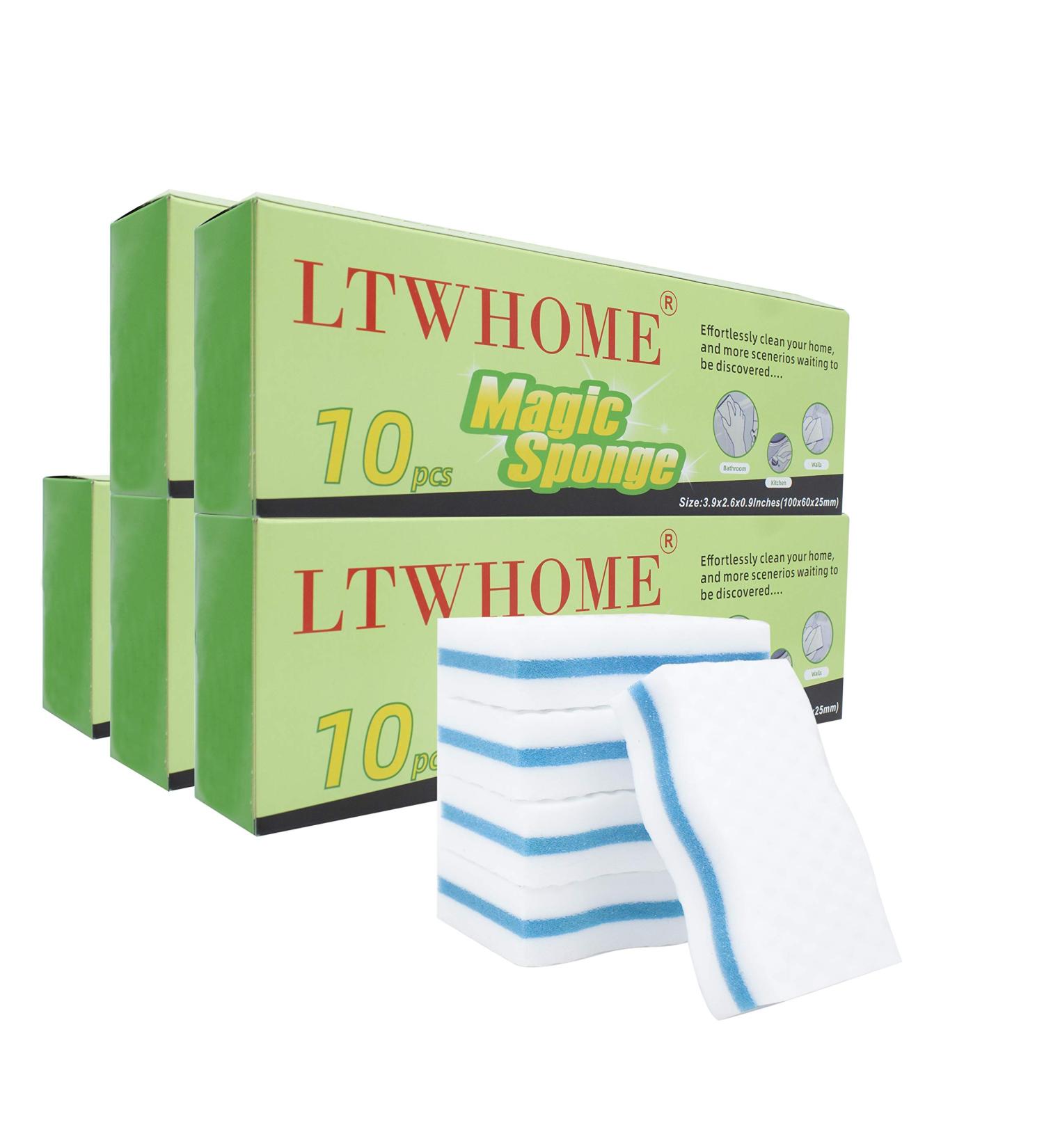 LTWHOME Magic Cleaning Dual Sided Wave Type Sponge Melamine 100X 60X 25mm (Pack of 50) - Buy Online on SooperMarket.com