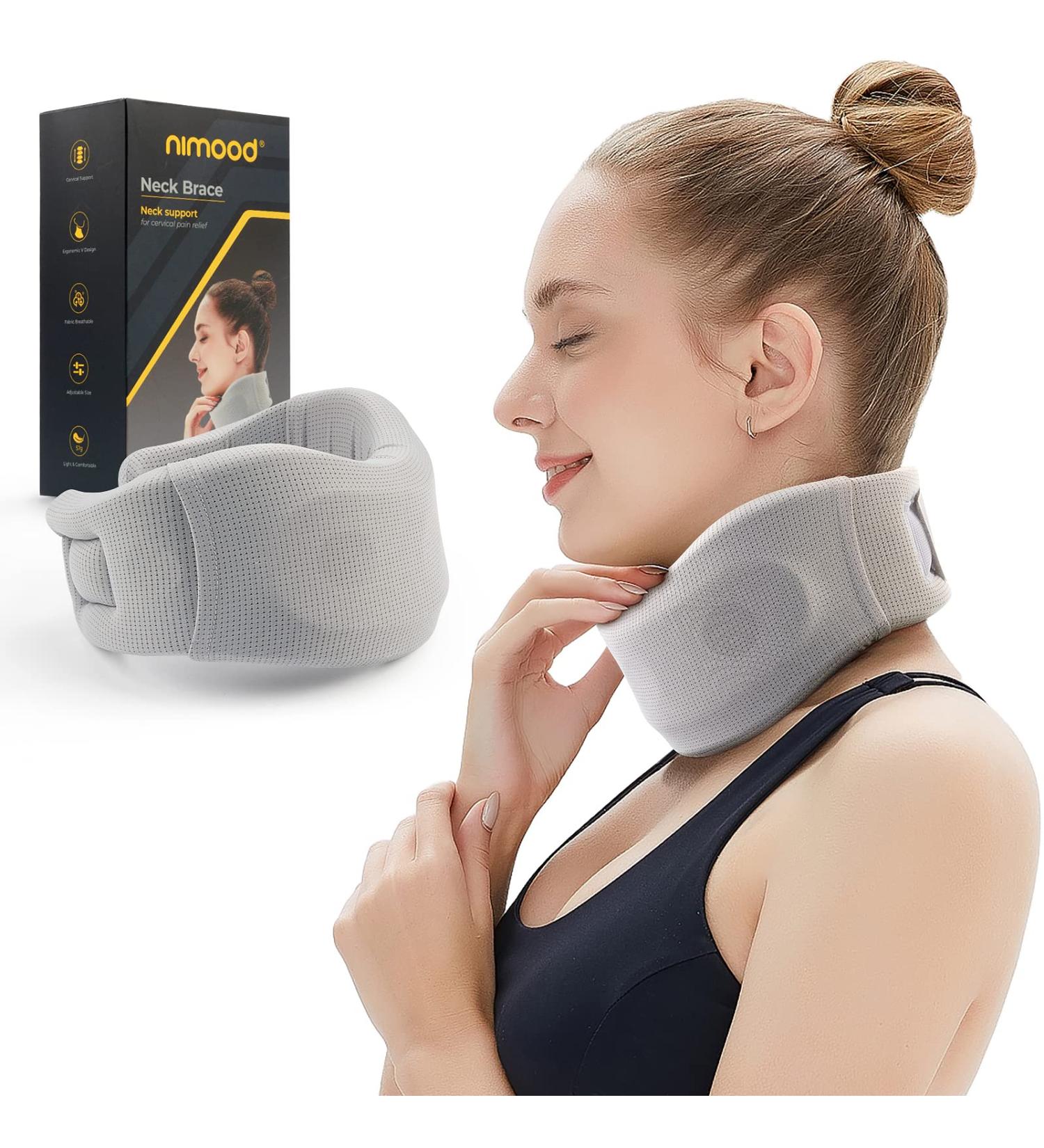 NIMOOD Neck Brace Cervical Collar for Sleeping - Neck Pain Relief Brace - Soft Foam Support - Gray-M - Buy Online on SooperMarket.com