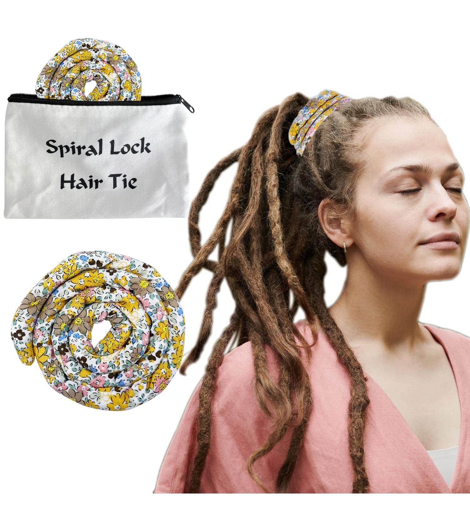 Spiral Lock Hair Tie Dreadlock Accessories for Women and Men - Colorful Iron Wire Ponytail Holders for Long Dreads and Thick Curly Hair - Includes Bag (Colored Fragmentary Flower) - Buy Online on SooperMarket.com