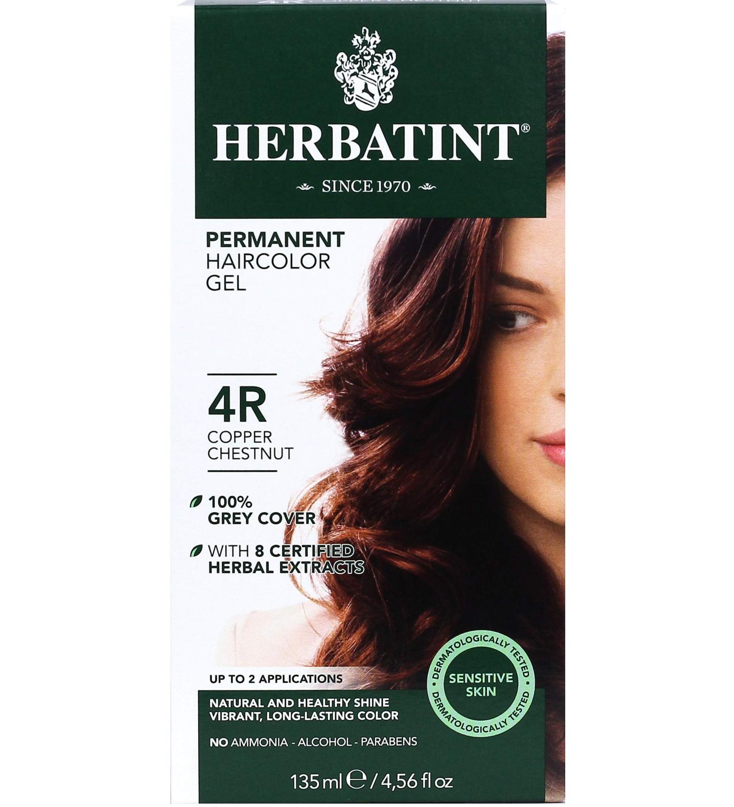 Herbatint Permanent Haircolor Gel 4R Copper Chestnut 4.56 oz - Alcohol Free, Vegan Formula, 100% Grey Coverage - 1 Pack - Buy Online on SooperMarket.com