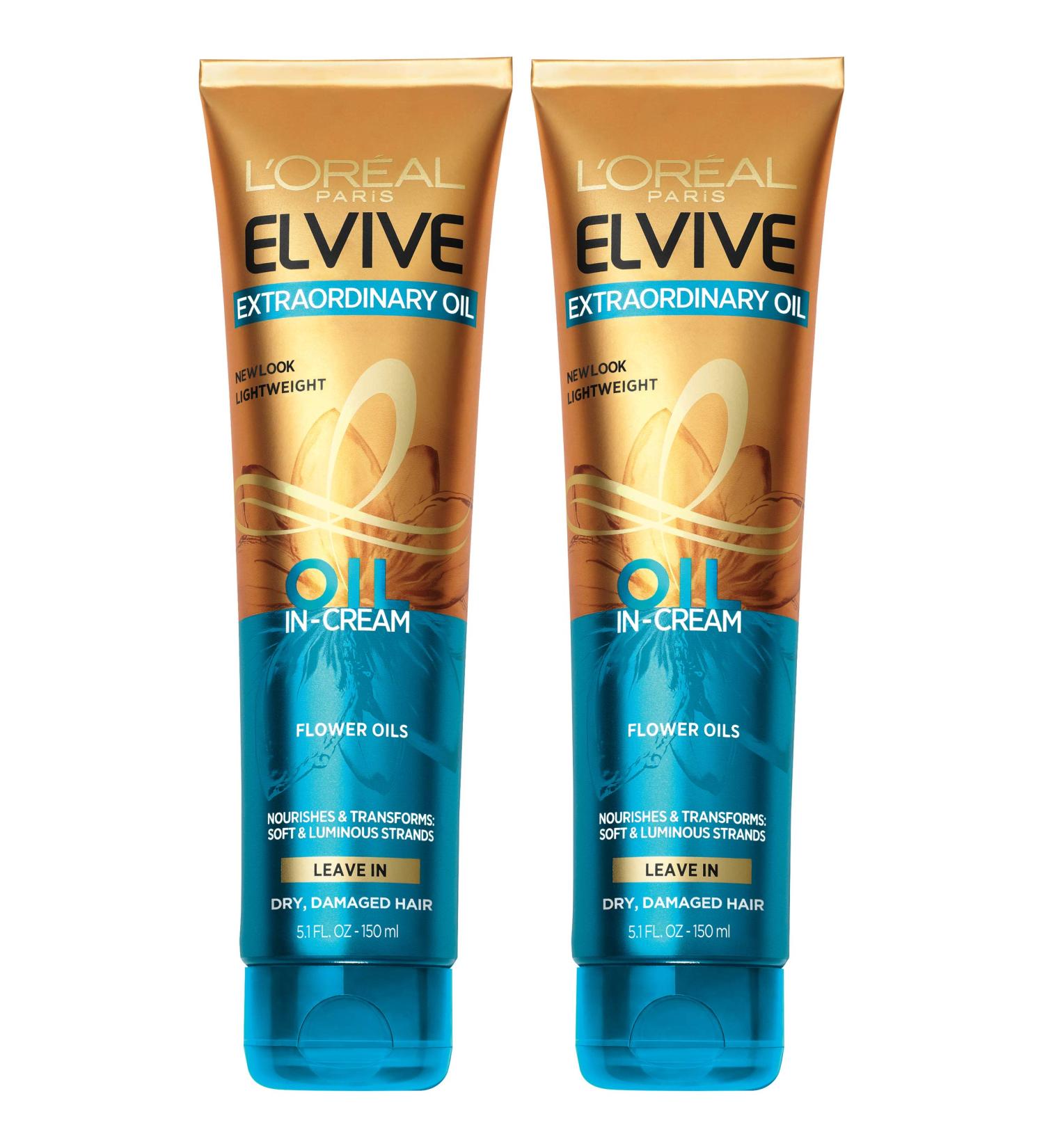 L'Oreal Paris Elvive Extraordinary Hair Oil-in-Cream 5.1 fl oz (Pack of 2) - Moisturizing Treatment for Dry & Damaged Hair - Buy Online on SooperMarket.com