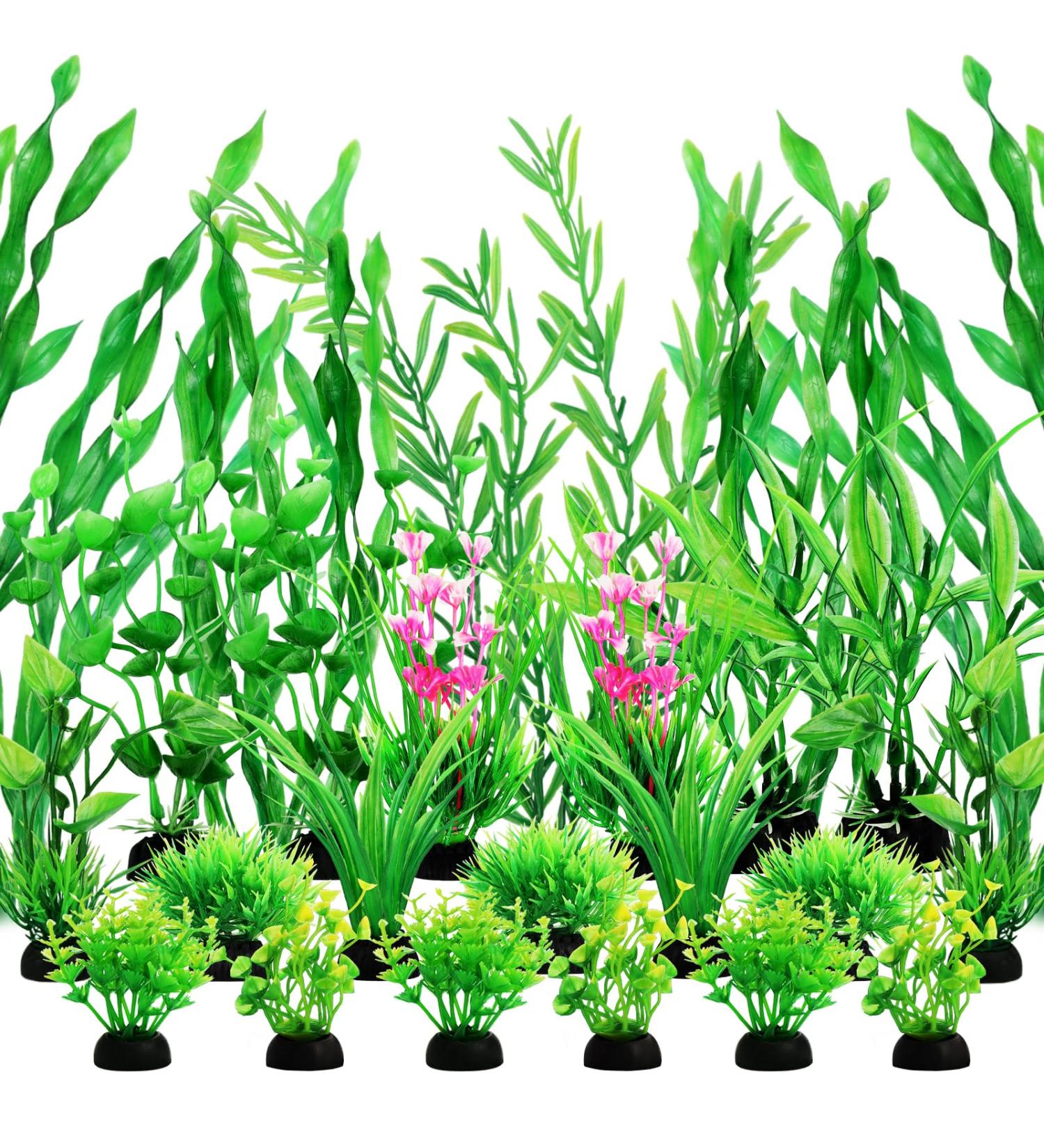 Quozuo 25 Pieces Artificial Aquarium Plants - Easy Green Plastic Decor for Stunning Aquariums - Buy Online on SooperMarket.com
