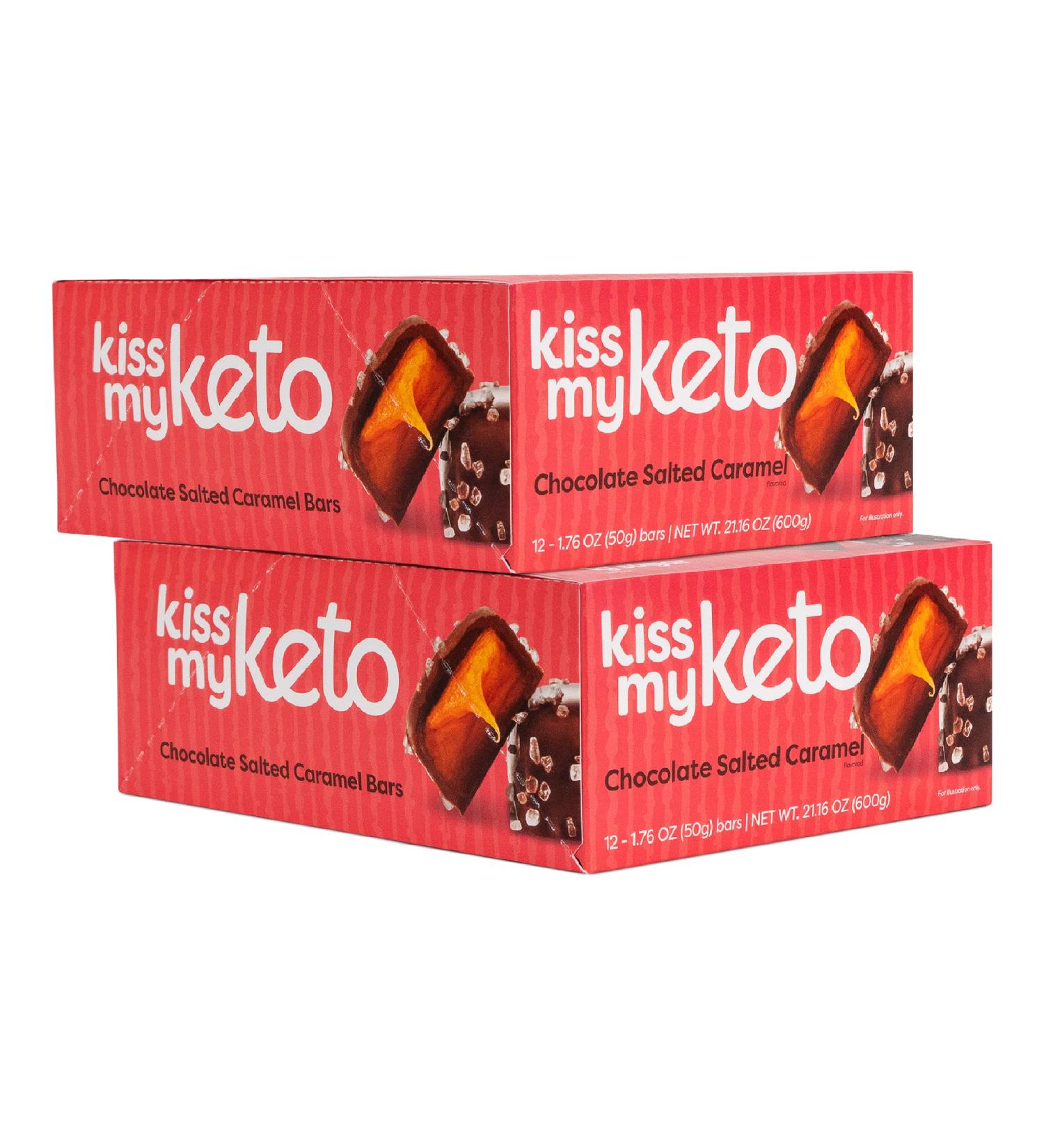 Kiss My Keto Chocolate Salted Caramel Protein Bars - 36-Pack | Low Sugar, Low Carb, 18g MCTs, 1g Sugar, 3g Net Carbs | Keto Snack, Meal Replacement Bar - Buy Online on SooperMarket.com