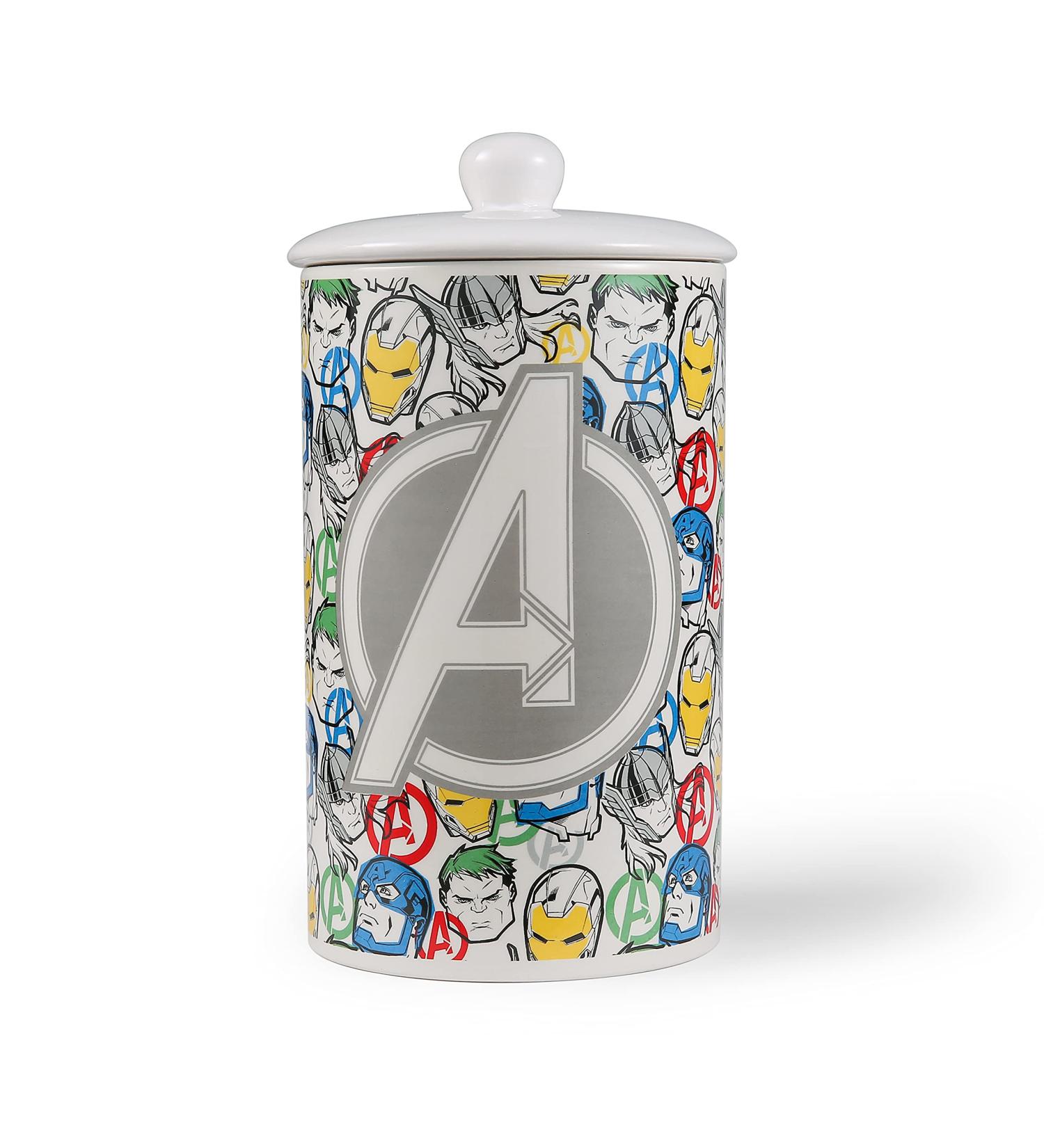 Marvel Comics Ceramic Dog Treat Jar - Avengers & Spiderman Theme, 10 x 5 Inches, Dishwasher Safe Storage Container - Buy Online on SooperMarket.com