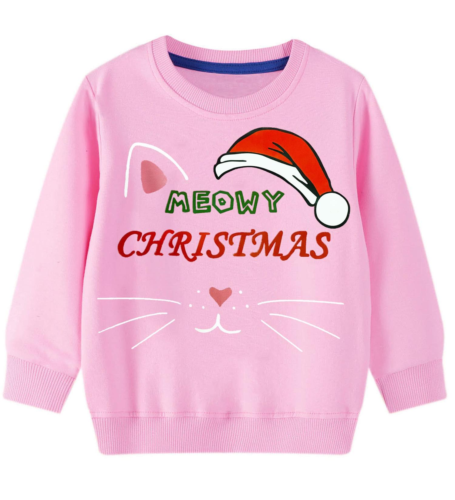 Girls Christmas Jumper - Santa Reindeer Tops for Kids | Xmas Cat Design | 4-5 Years - Buy Online on SooperMarket.com