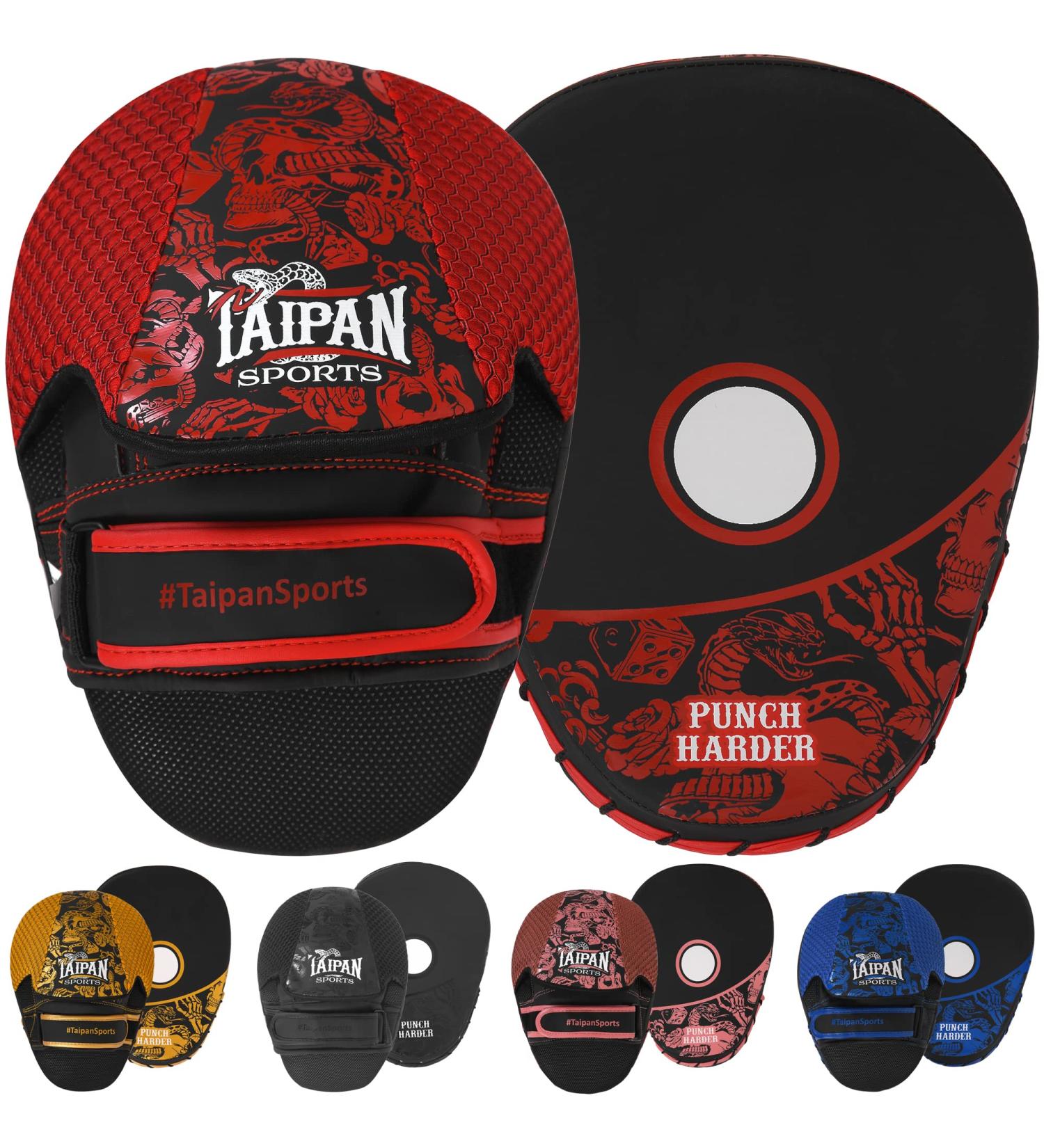 Taipan Sports Boxing Mitts for Muay Thai, Kickboxing, MMA Training - Red | Kids, Men & Women - with Drawstring Bag (Pair) - Buy Online on SooperMarket.com