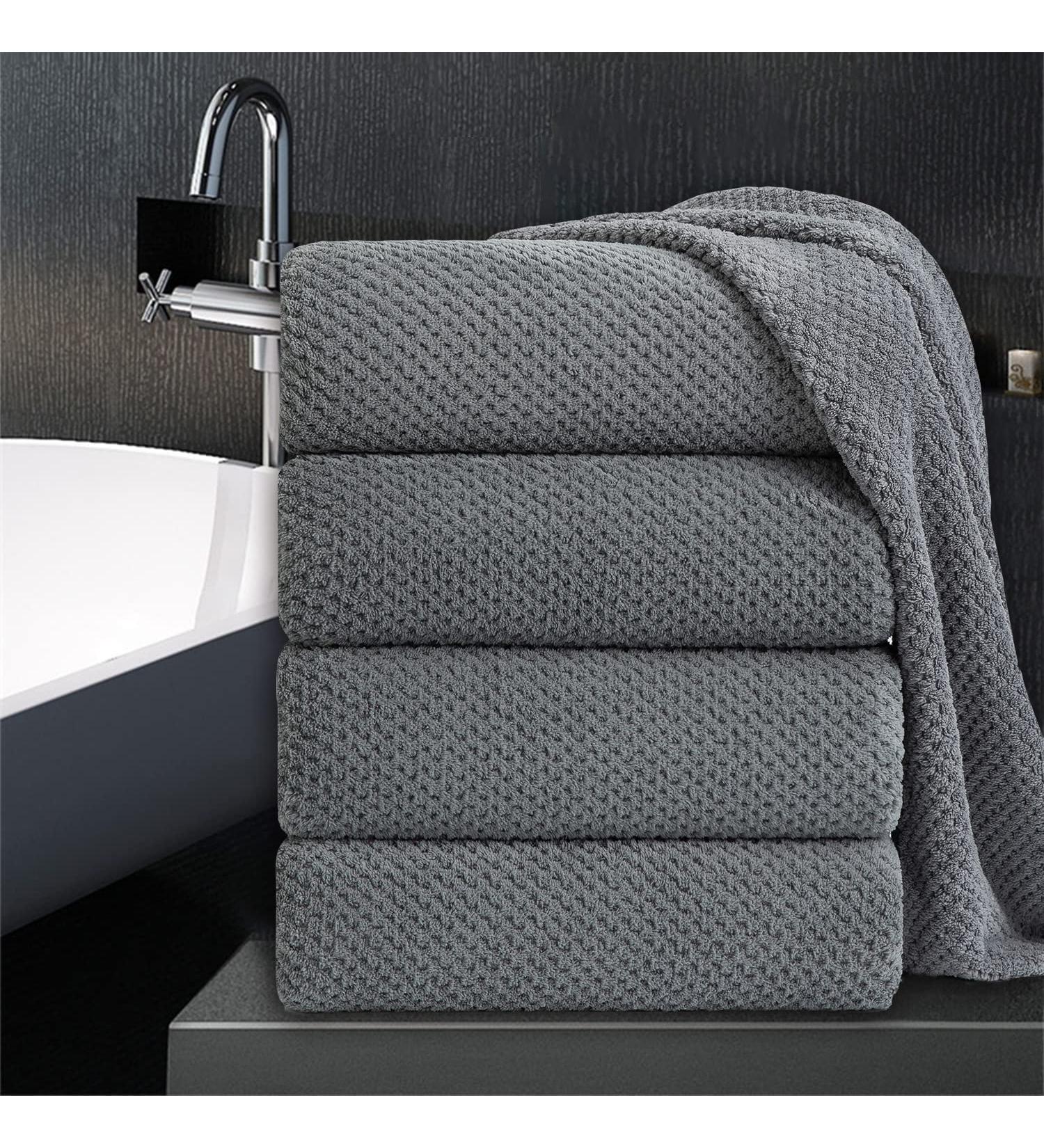 Bathroom Towel Set Dark Gray 4-Pack | Ultra Soft 600GSM Microfiber Bath Towels | Highly Absorbent & Quick Dry | Oversized Spa Hotel Luxury Shower Towels | 35x70 Large Plush Towels | Dark Gray 4-Piece Set - Buy Online on SooperMarket.com
