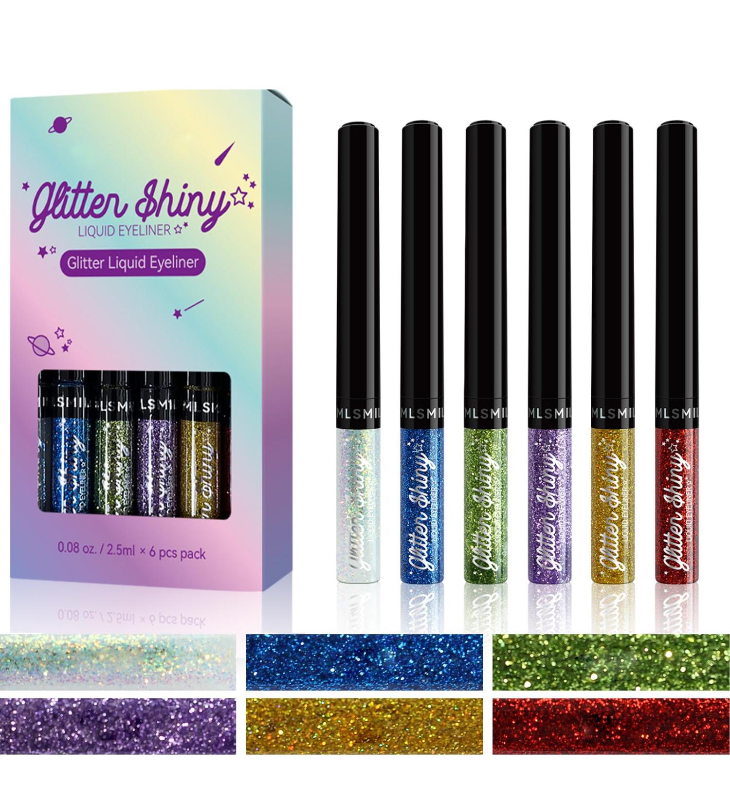 Glitter Eyeliner Waterproof Liquid Pencil Set - Bold Colors Eye Makeup Pen for Long-Lasting Effects - Women's Gift - Buy Online on SooperMarket.com