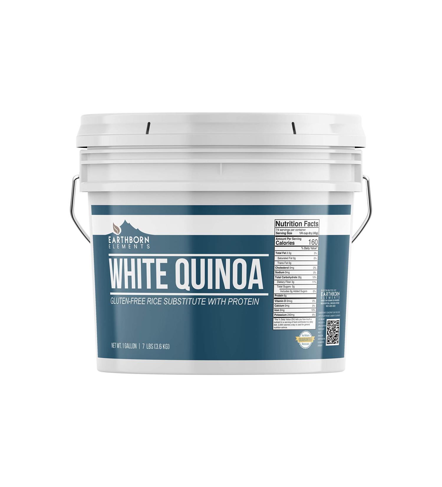 Earthborn Elements White Quinoa 1 Gallon - Gluten-Free, Raw, Vegan - 7 lb Resealable Bucket - Buy Online on SooperMarket.com
