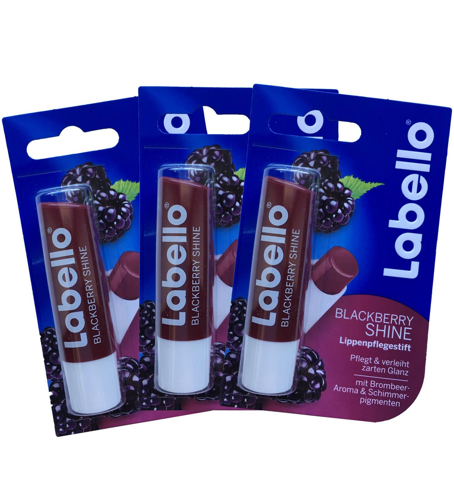 Labello Blackberry Shine Lip Balm 4.8g/5.5ml - 3 Pack | Moisturizing Lip Care - Buy Online on SooperMarket.com