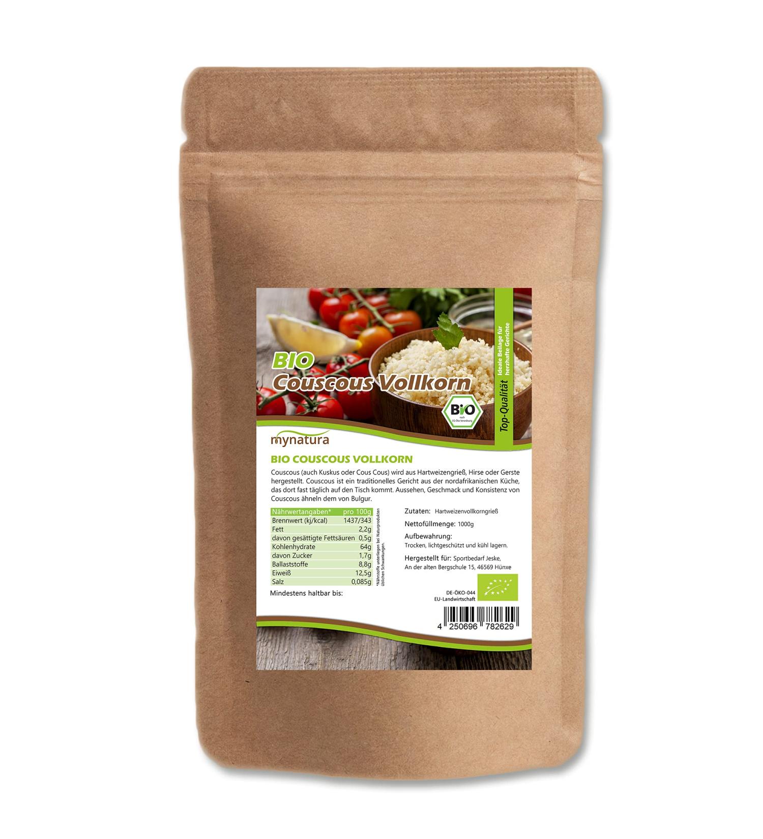 Buy Mynatura Organic Whole Grain Couscous (2000g) - Healthy Hard Wheat Semolina for Delicious Moroccan Cuisine - International Shipping Available - Buy Online on SooperMarket.com
