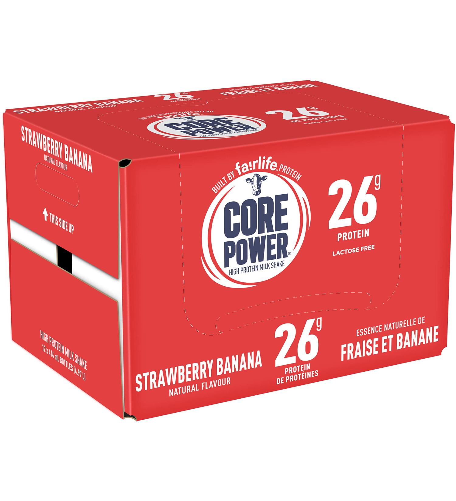 Core Power Protein Drink Strawberry Banana 414mL Bottles Pack of 12 - Buy Online on SooperMarket.com