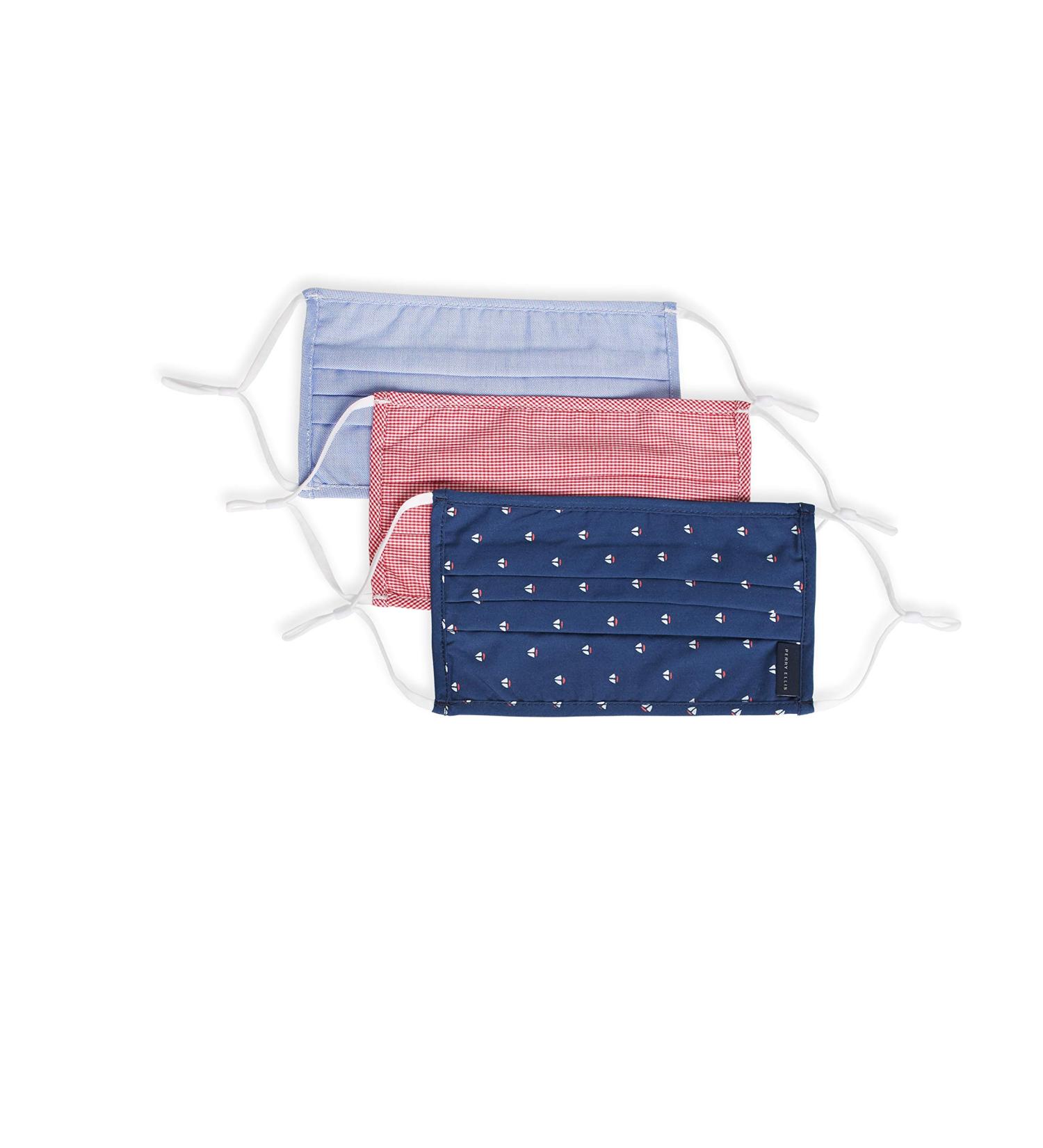 Perry Ellis Standard Reusable Pleated Woven Fabric Face Masks - 3 Summer Prints, Pack of 3, Assorted Colors - 3 Count - Buy Online on SooperMarket.com