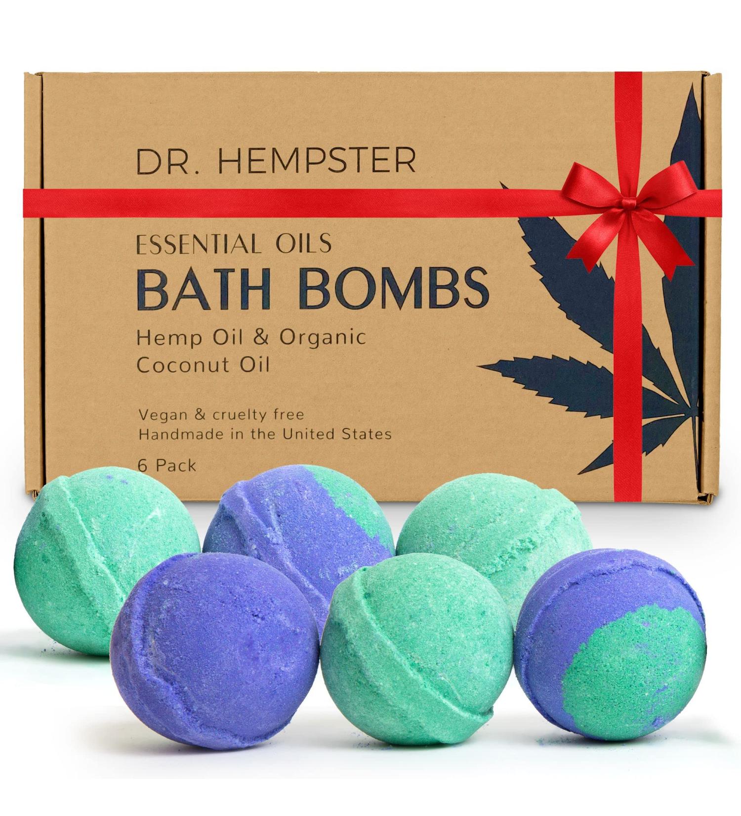 Organic Hemp Bath Bomb Gift Set with Coconut Oil and Shea Butter - Eucalyptus & Lavender Scented for Men and Women - Handmade in USA - 6 Pack - Buy Online on SooperMarket.com