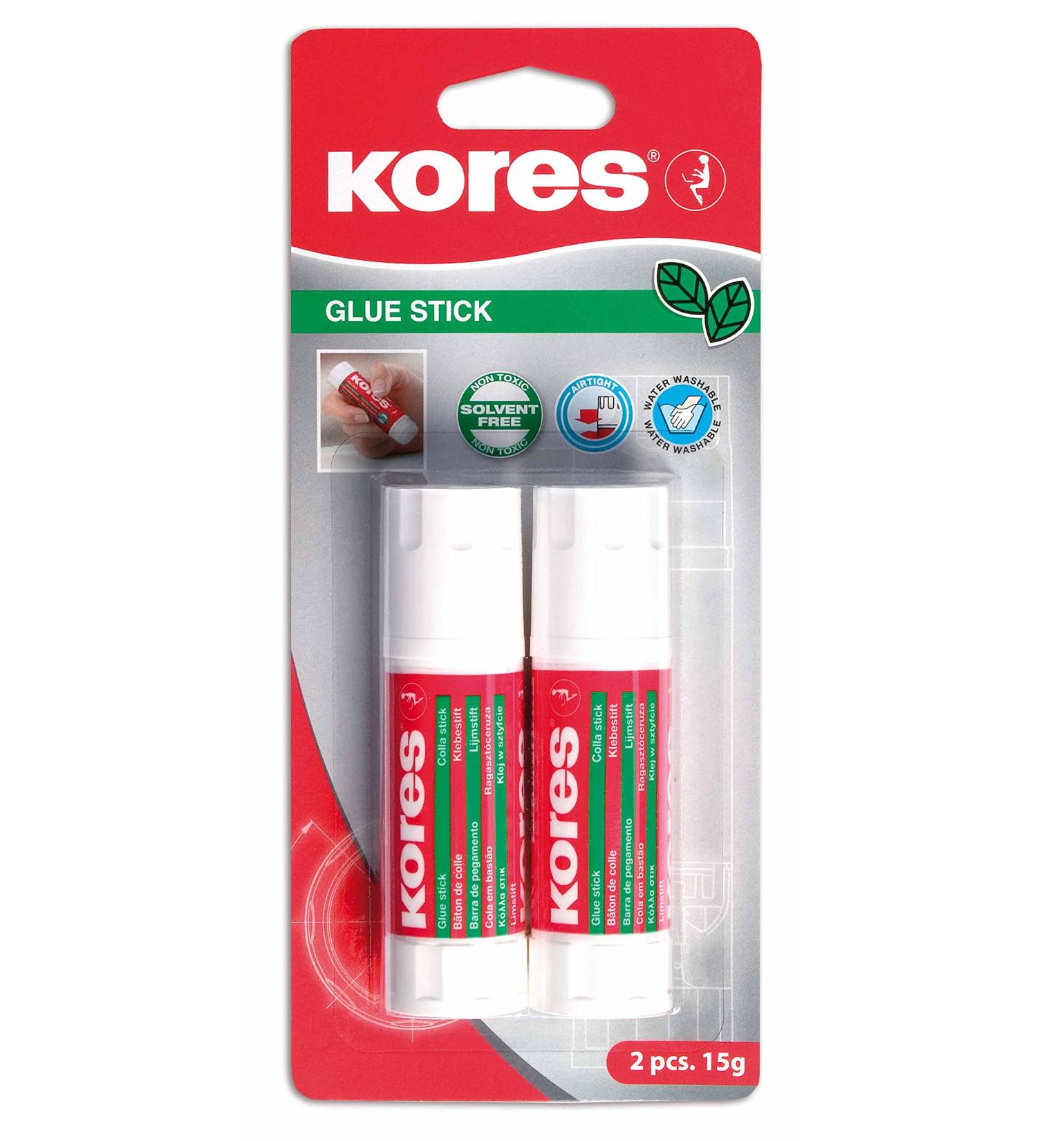 Kores - Glue Stick Strong-Hold Adhesive Safe and Non-Toxic Craft Glue for Arts and Crafts School and Office Supplies Pack of 2 x 15g 2x15g Standard - Buy Online on SooperMarket.com