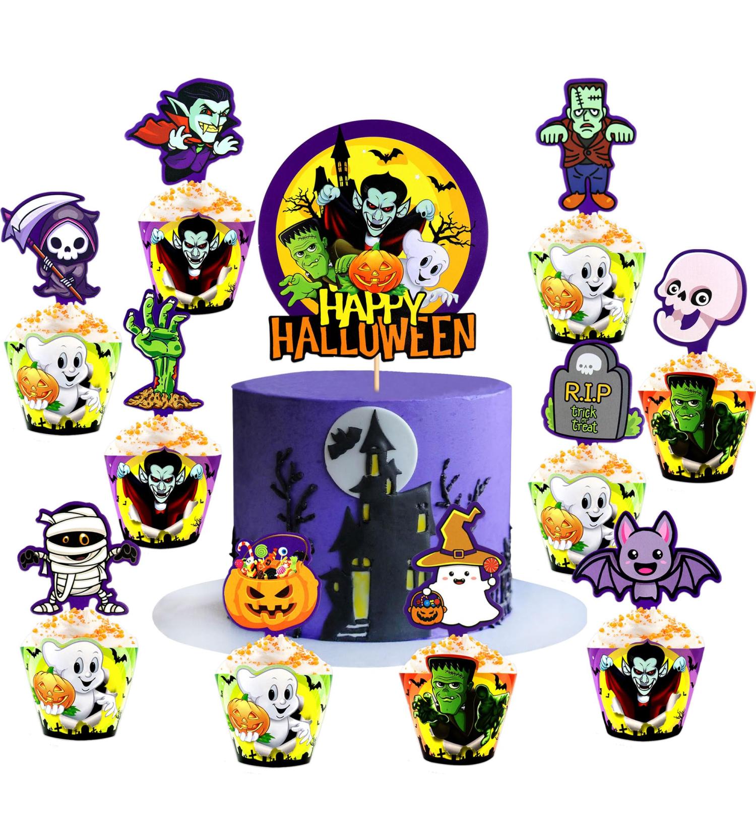 72 Pcs Halloween Cupcake Toppers Cupcake Liners Pumpkin 40 Pcs Cupcake Wrapper and 40 Pcs Cupcake Toppers muffin Case Trays for Halloween Birthday Decoration Party Supply (72 pcs) - Buy Online on SooperMarket.com