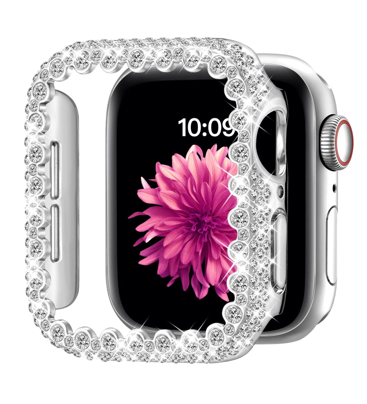 Bling Bumper Case Compatible with Apple Watch Series 6 5 4 Se 44mm Diamond Protective Face Cover for Women Hard PC Frame Protector for iWatch 44mm Silver Silver 44mm - Buy Online on SooperMarket.com