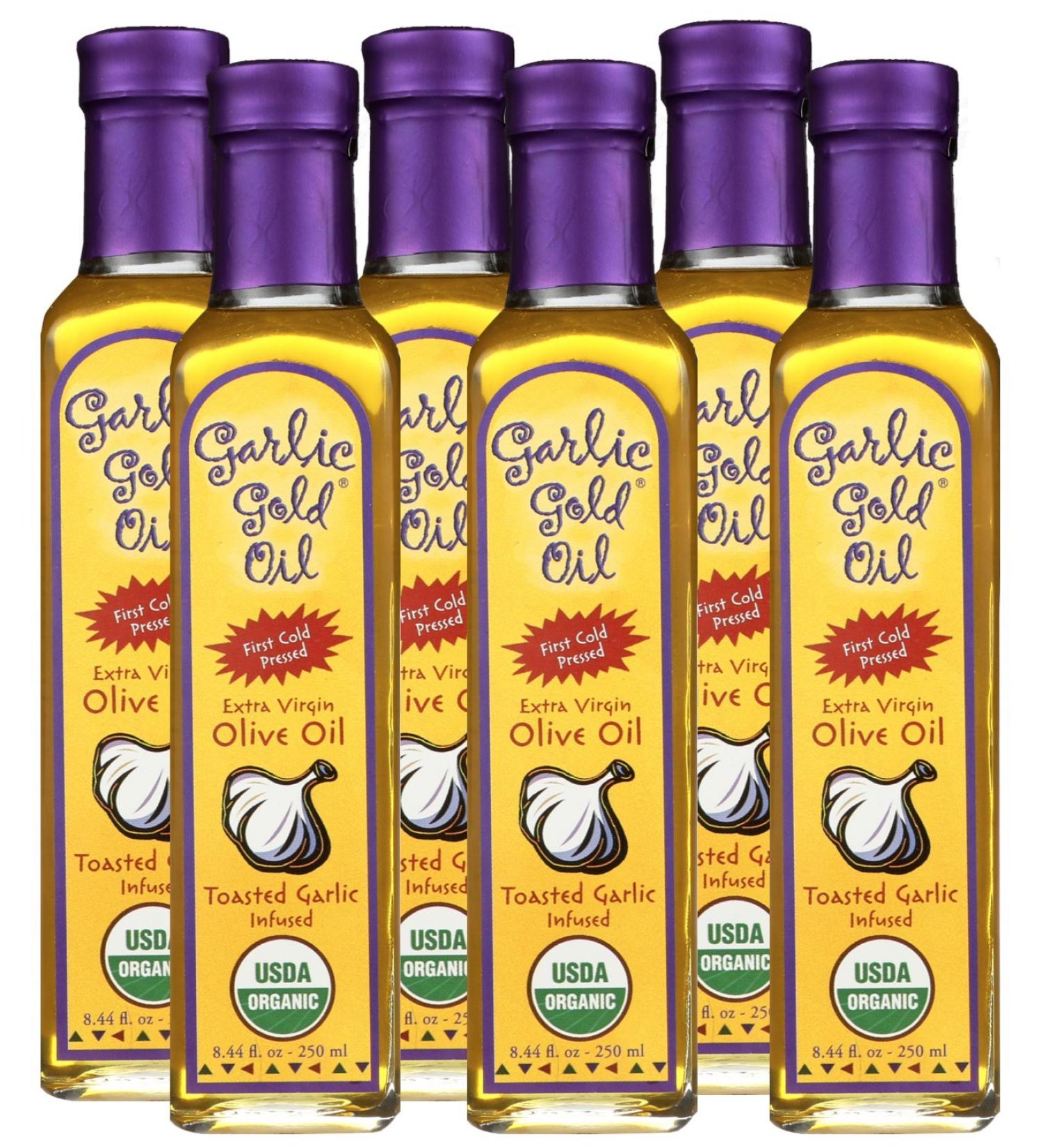 Garlic Gold Organic Extra Virgin Olive Oil - Toasted Garlic Infusion, Low FODMAP, Pack of 6 - Buy Online on SooperMarket.com