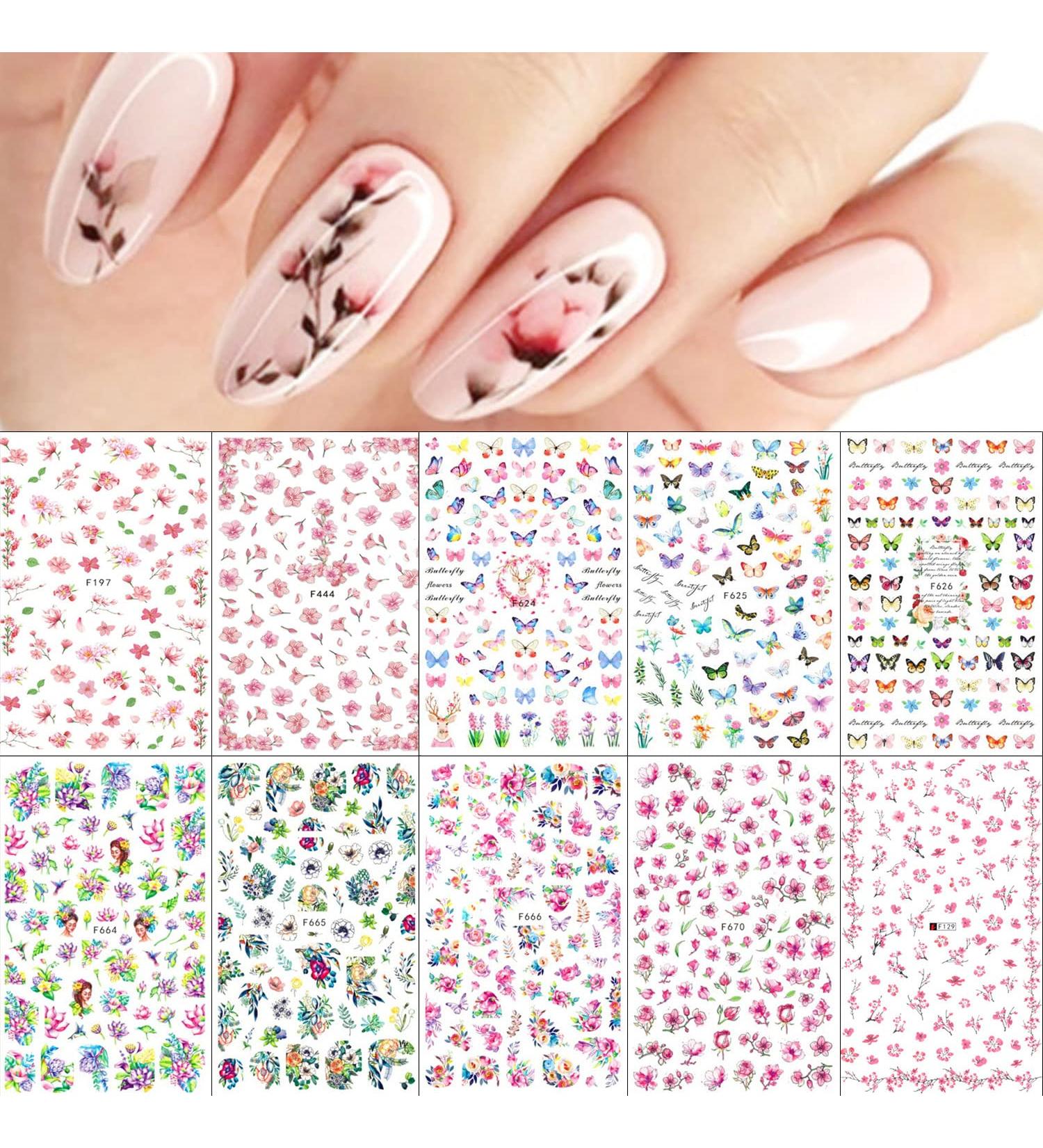 Spring Flowers Nail Art Stickers - Self-Adhesive Fingernail Decals for Women & Girls - Buy Online on SooperMarket.com