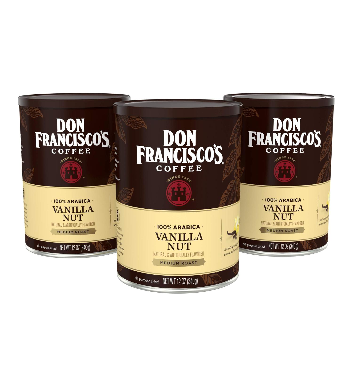 Don Francisco's Vanilla Nut Ground Coffee - 36 oz (3 x 12 oz Cans) - Pack of 3 - Buy Online on SooperMarket.com