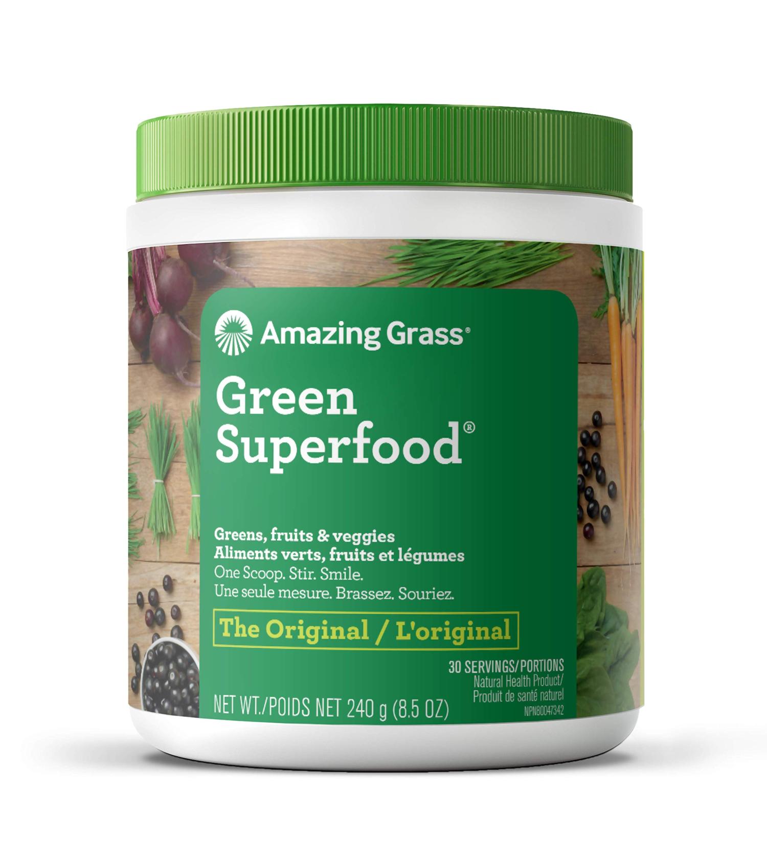 Amazing Grass Green Superfood Organic Powder with Wheat Grass and Greens Flavor: Original 30 Servings 8.5 Ounces 240 g (Pack of 1) - Buy Online on SooperMarket.com
