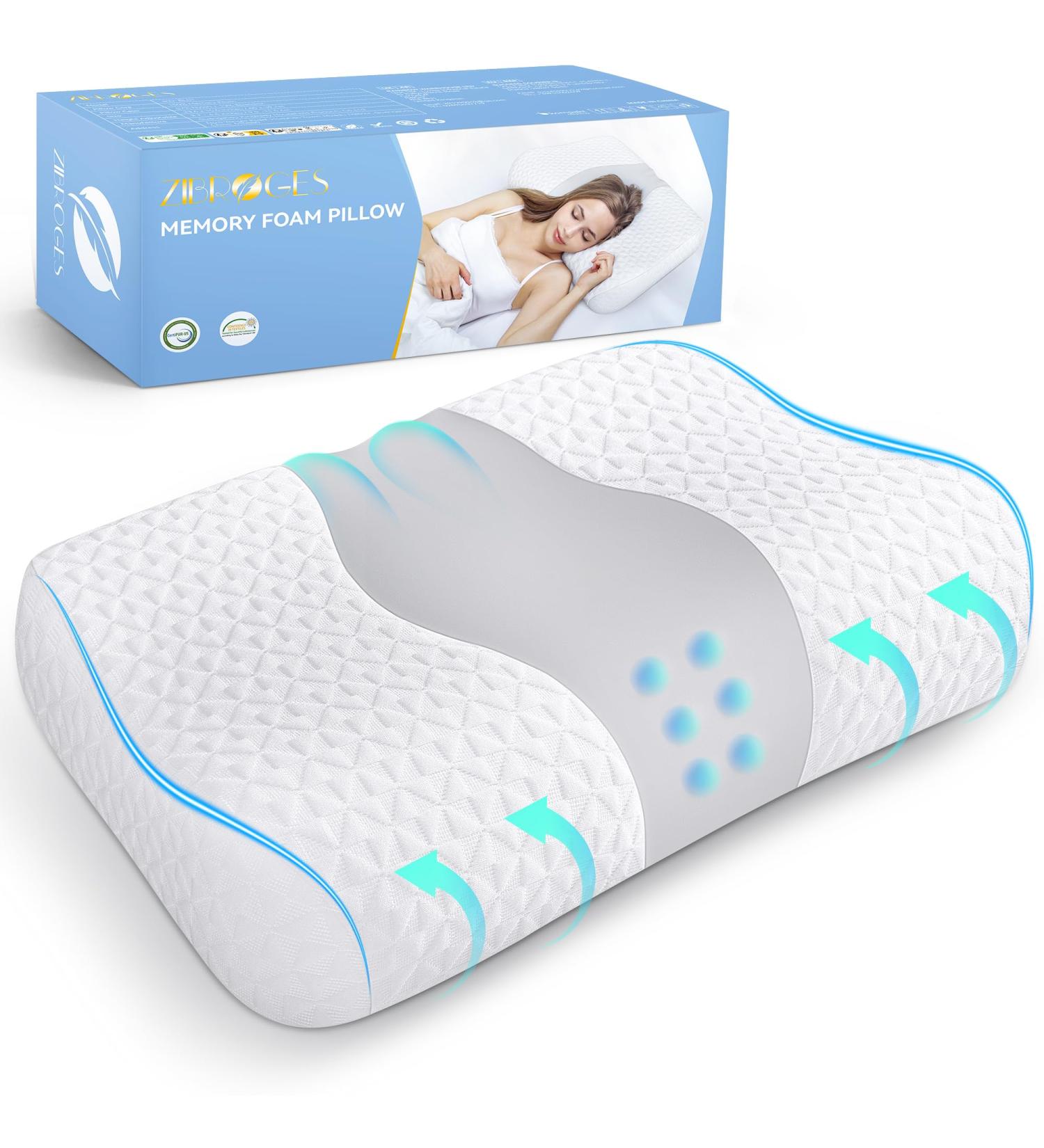 Premium Memory Foam Pillow for Side Sleepers - Adjustable Comfort Ideal for Back & Belly Sleepers - 60x40x11.5 cm Light Gray | International Shipping Available - Buy Online on SooperMarket.com