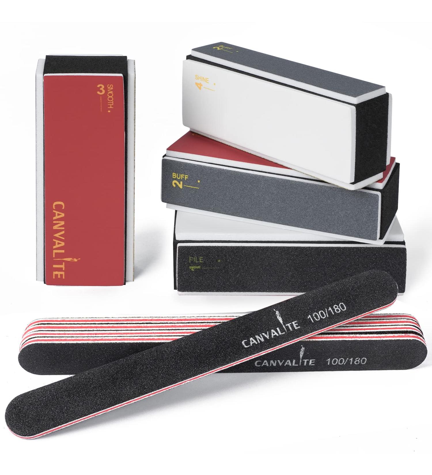 Canvalite 9pcs Nail Buffer Set - 4-Step Polishing Blocks & 100/180 Nail Files for Natural Nail Art & Gel Manicure - Buy Online on SooperMarket.com