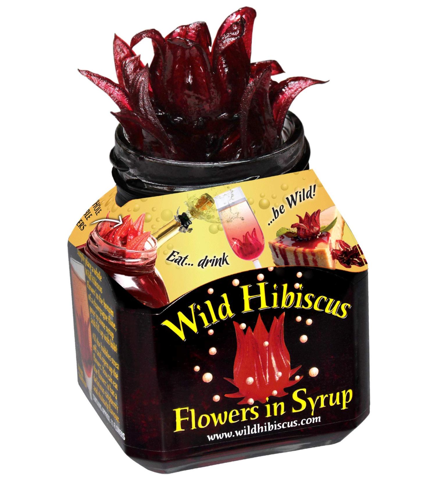 Wild Hibiscus Flowers in Syrup 250g - Exotic Edible Flowers for Cocktails and Desserts - Buy Online on SooperMarket.com
