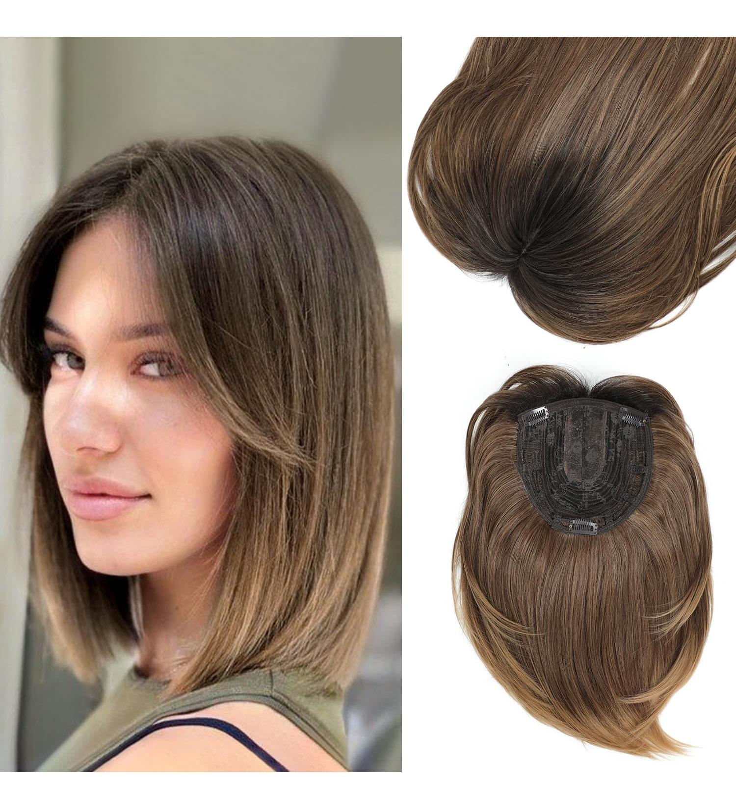 MORICHY Synthetic Hair Topper 12'' - Ombre Brown 3 Color Tone - Big Base Cover - Hair Volume Booster - Buy Online on SooperMarket.com