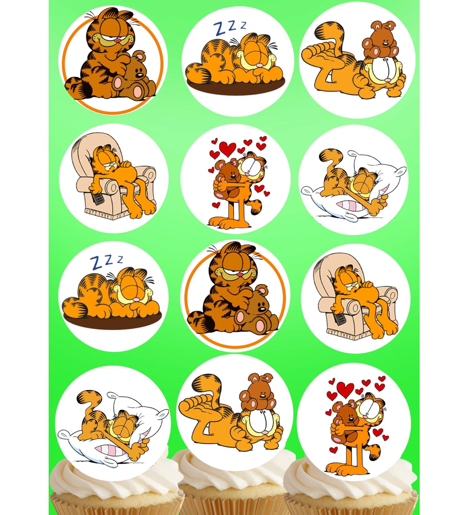Pre-Cut Garfield 2B Edible Stand up Wafer Paper Cupcake Toppers Cake Decorations Birthday Party Cat (24) - Buy Online on SooperMarket.com