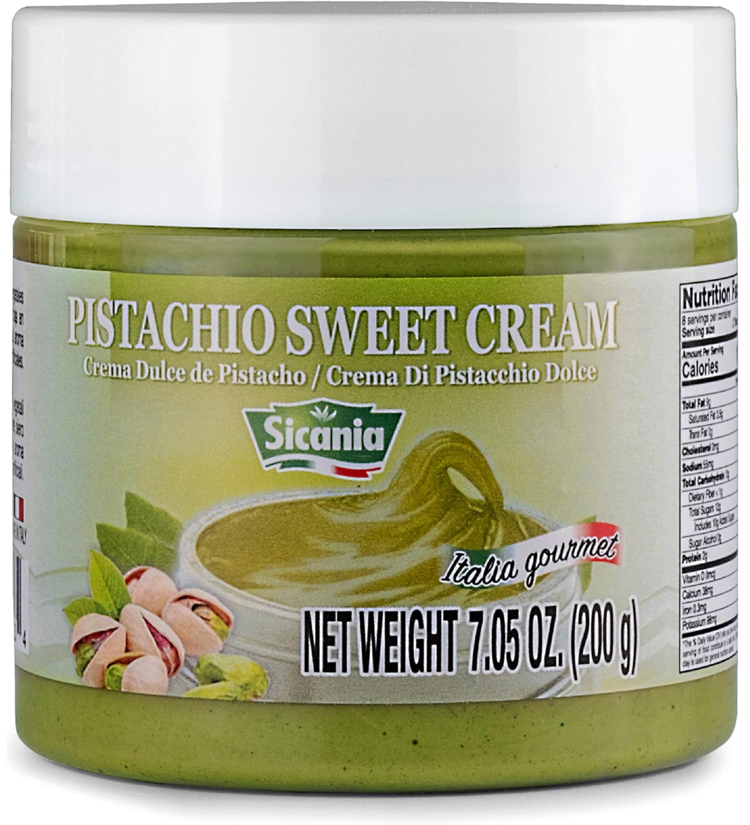 SICANIA Premium Pistachio Cream 7.05 oz - Authentic Italian Gluten-Free Non-GMO Gourmet Spread for Desserts & Pastries - Perfect for Dubai Pistachio Chocolate Bar - Buy Online on SooperMarket.com