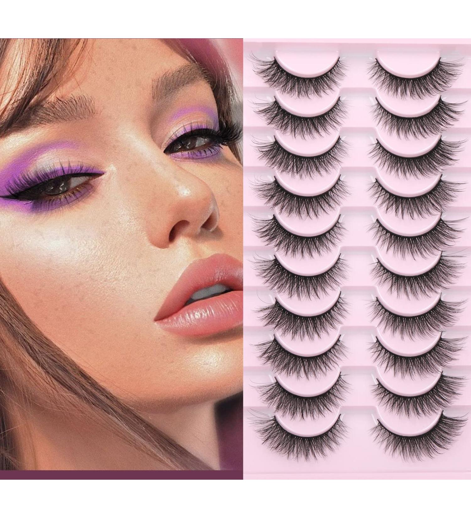 Fluffy 3D Mink Cat Eye False Eyelashes - 10 Pairs (13mm) for Women and Girls - Buy Online on SooperMarket.com