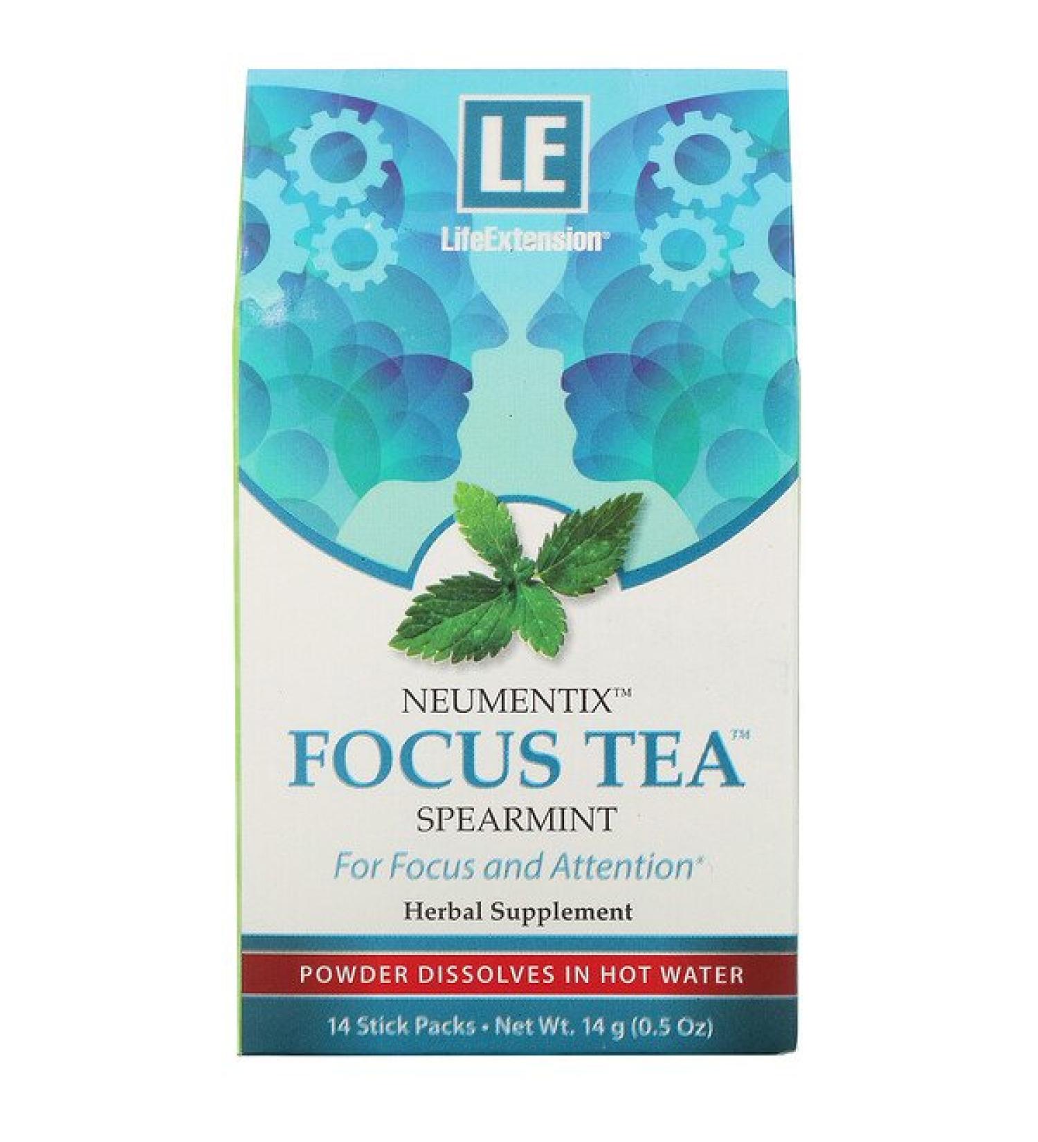 Life Extension Neumentix Focus Tea Spearmint 14 Stick Packs