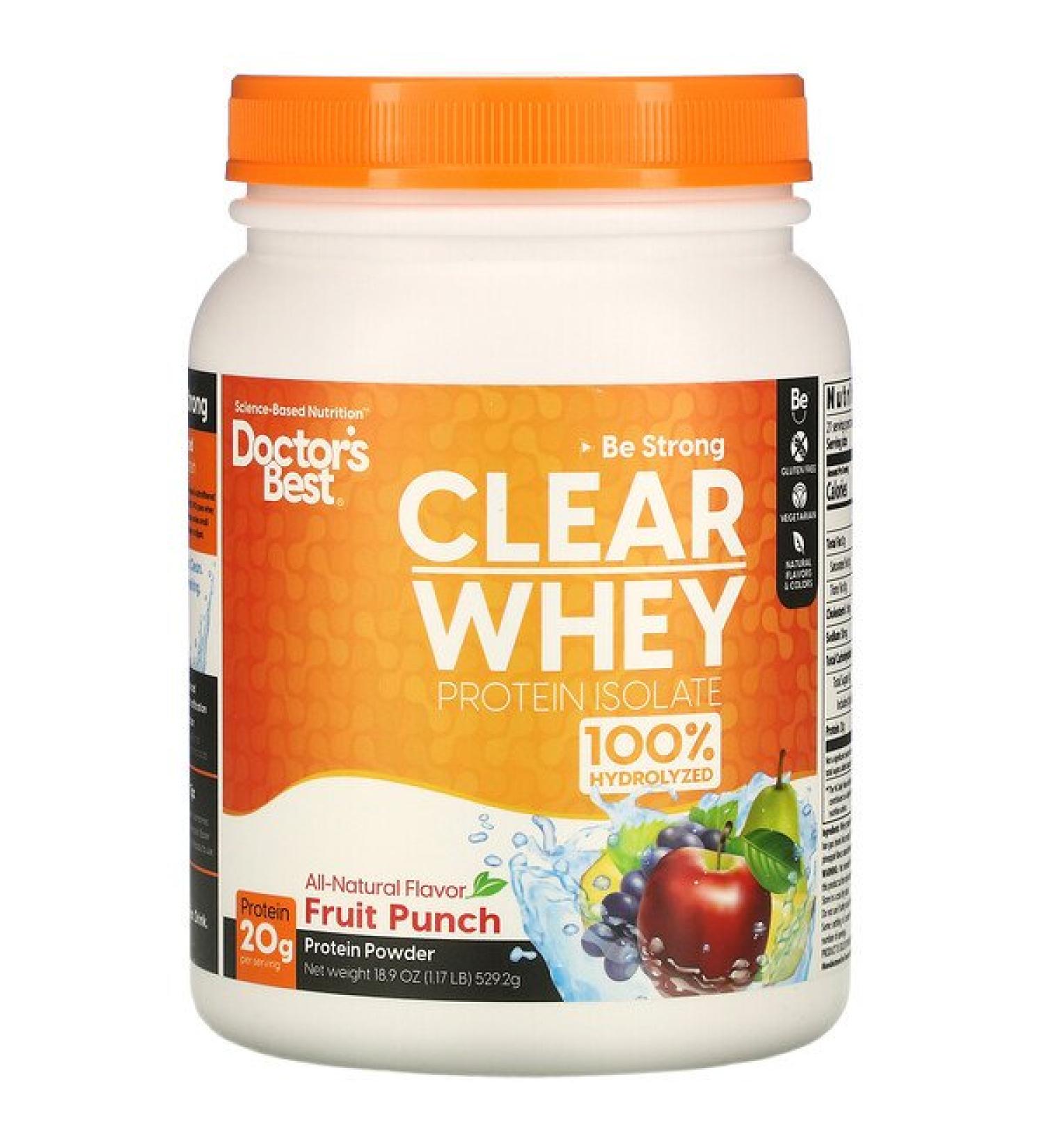 Doctor's Best Clear Whey Protein Isolate Fruit Punch 1.17 lb (529.2 g)