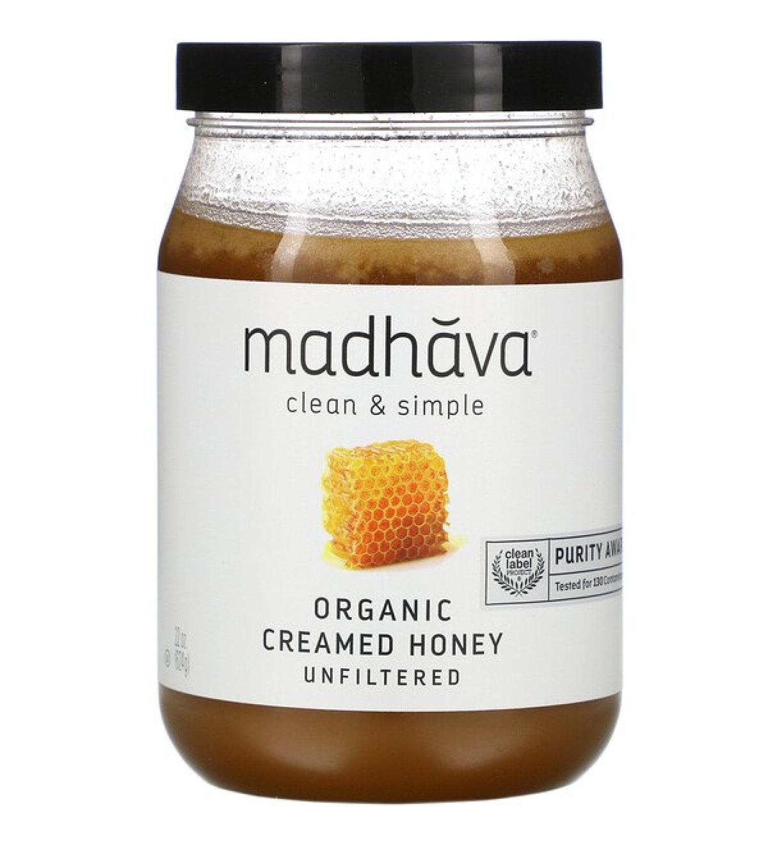 Madhava Natural Sweeteners Clean & Simple Organic Creamed Honey Unfiltered 22 oz (624 g)