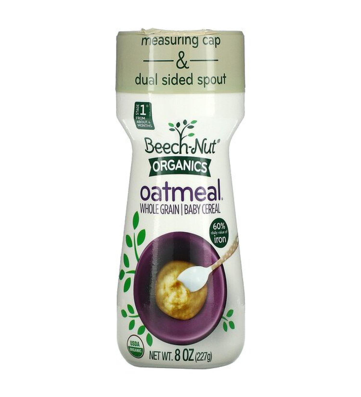 Beech-Nut Organics Oatmeal Whole Grain Baby Cereal Stage 1 8 oz (227 g)