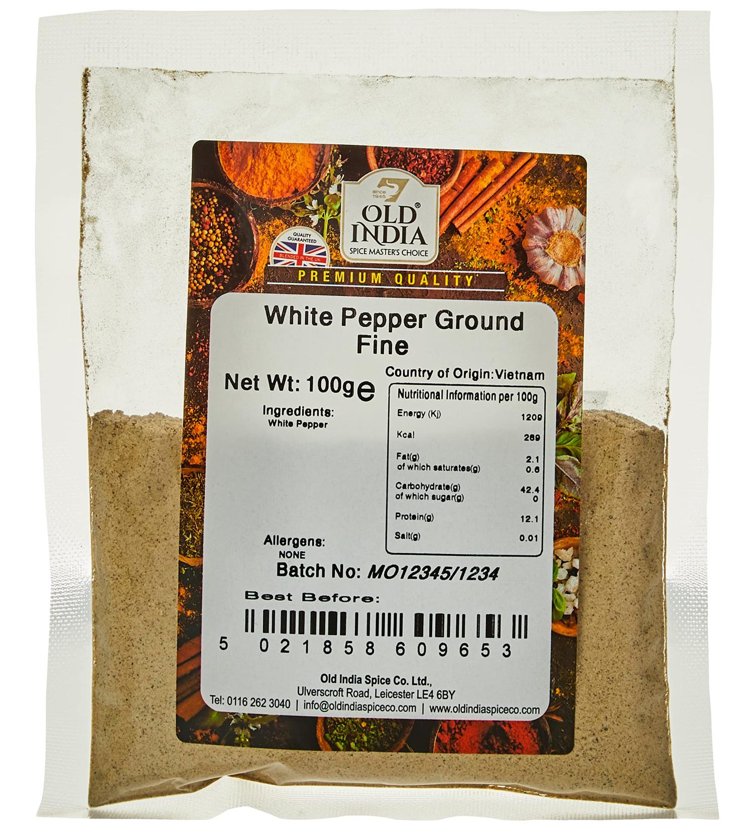 Old India White Pepper Ground Fine 100g - Premium Quality Spice - Buy Online on SooperMarket.com