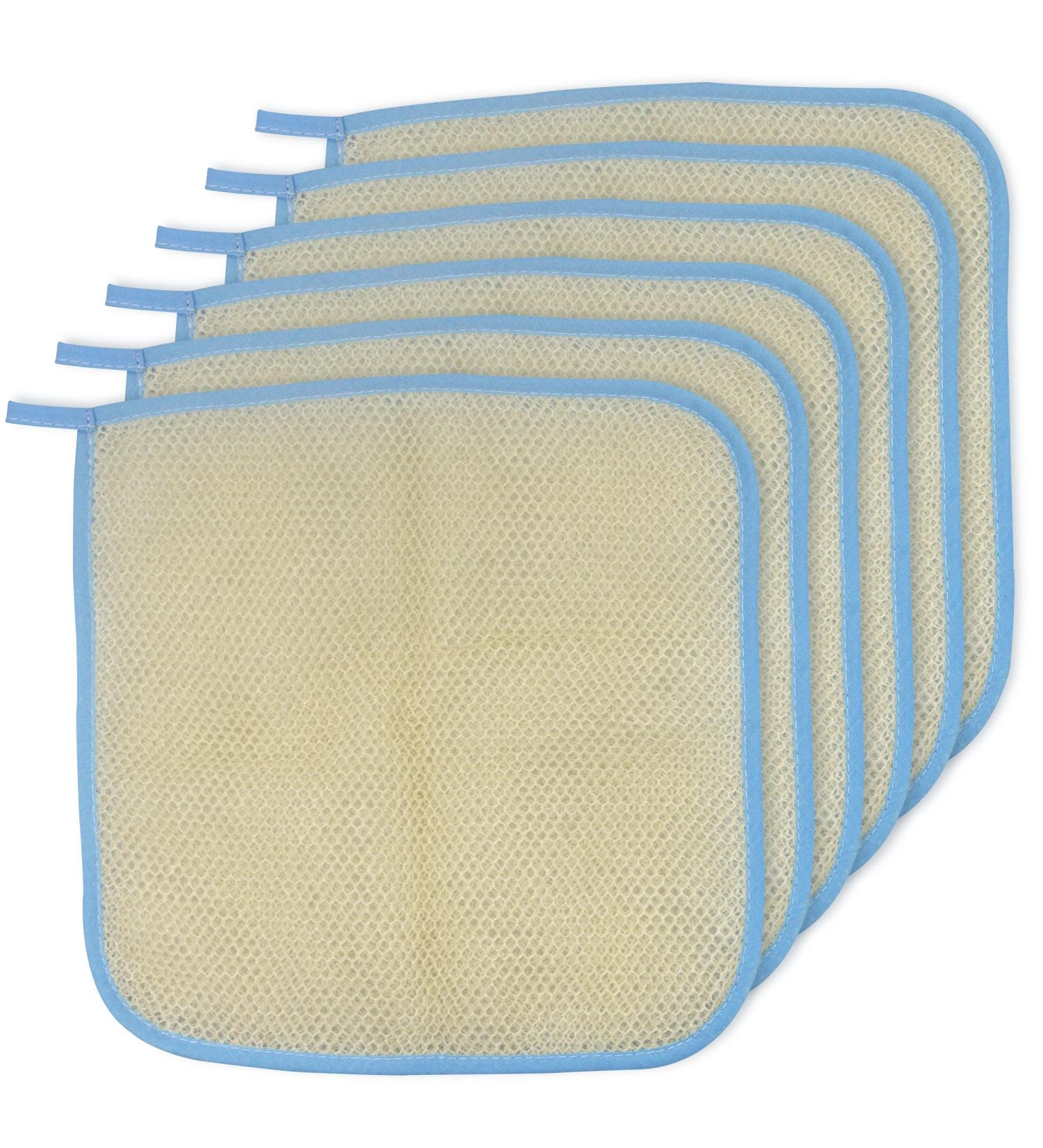Bleu Bath 6 Pack Exfoliating Skin Face Body Wash Cloth - Premium Sturdy Loofah - Soft & Buffing - Two Layers - Ideal for Massage - Buy Online on SooperMarket.com
