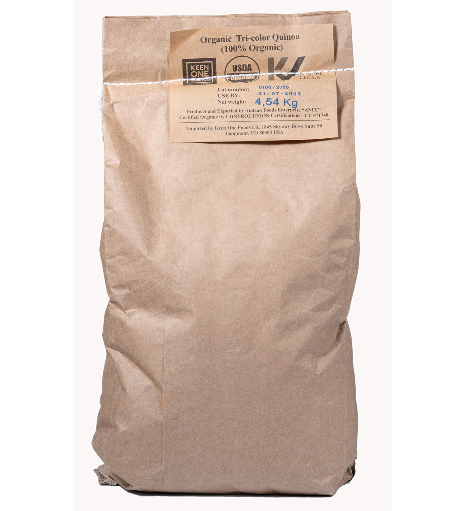 Organic Tricolor Bolivian Quinoa (10 lb) - Eco Friendly Packaging, Pre Washed - Buy Online on SooperMarket.com