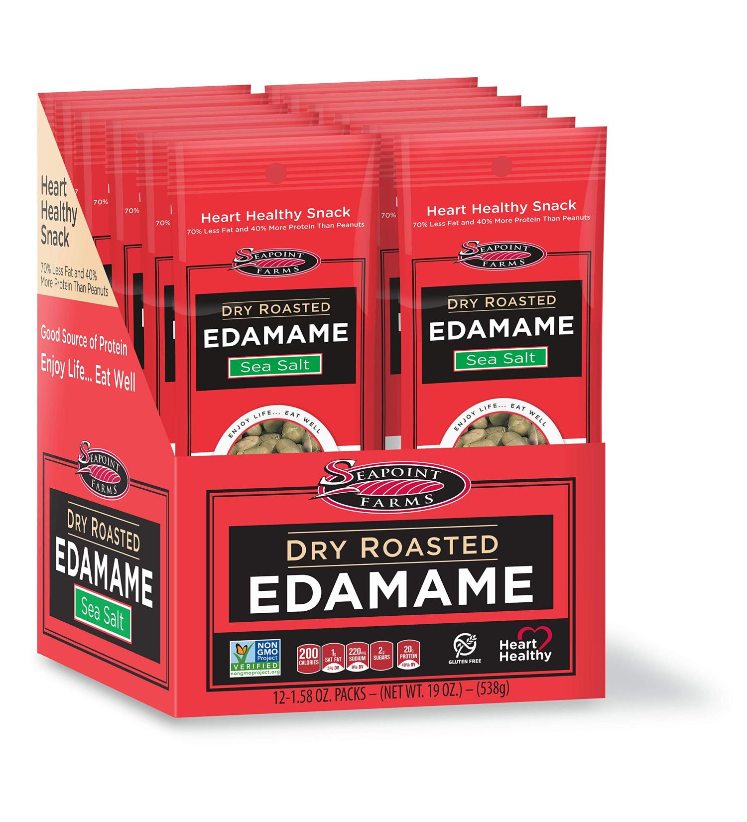 Seapoint Farms Dry Roasted Edamame Sea Salt - 12 Packs (1.58 oz each) - Healthy Snack - Buy Online on SooperMarket.com