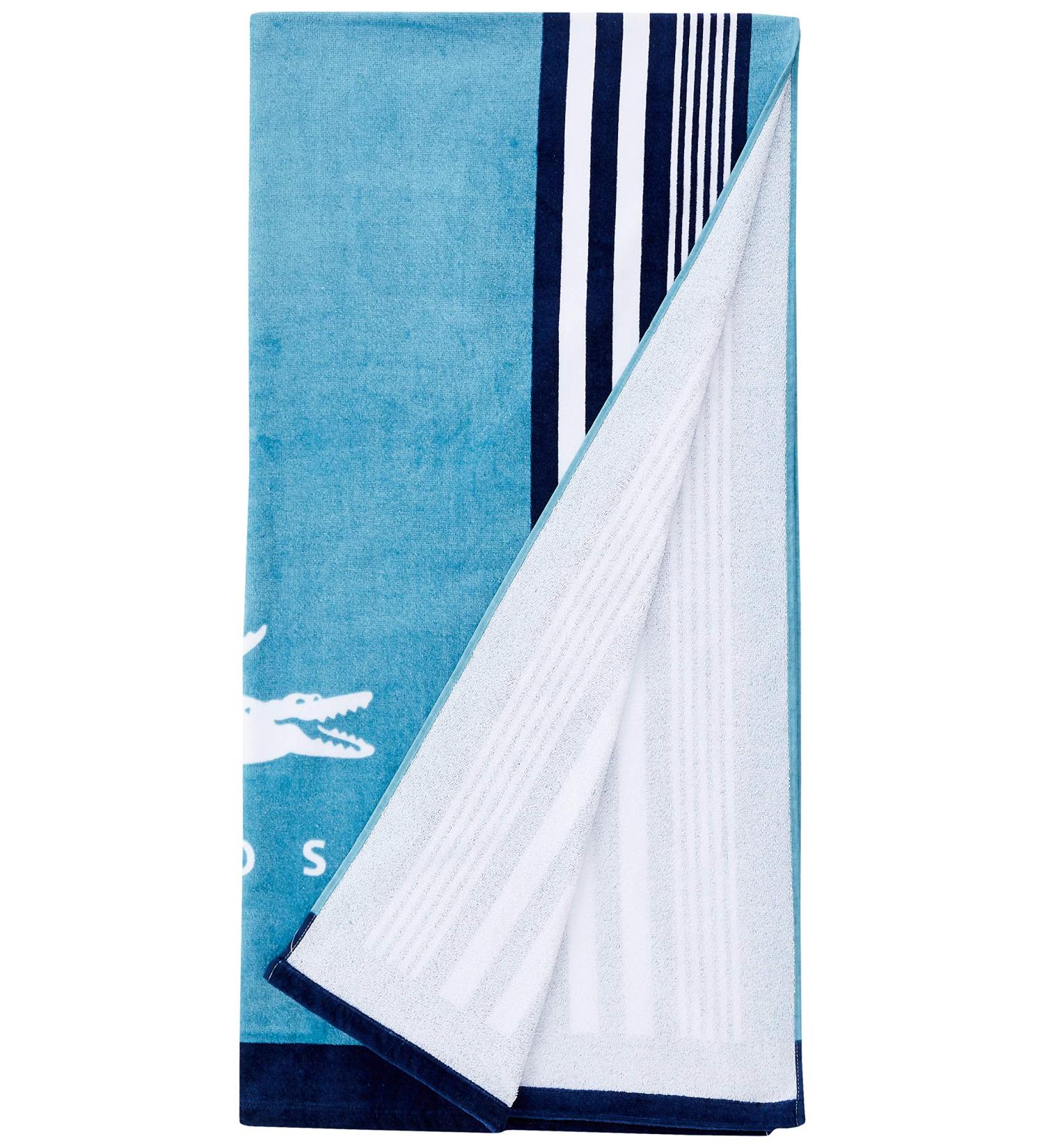 Lacoste Oki 100% Cotton Beach Towel - Teal | 36W x 72L - Buy Online on SooperMarket.com