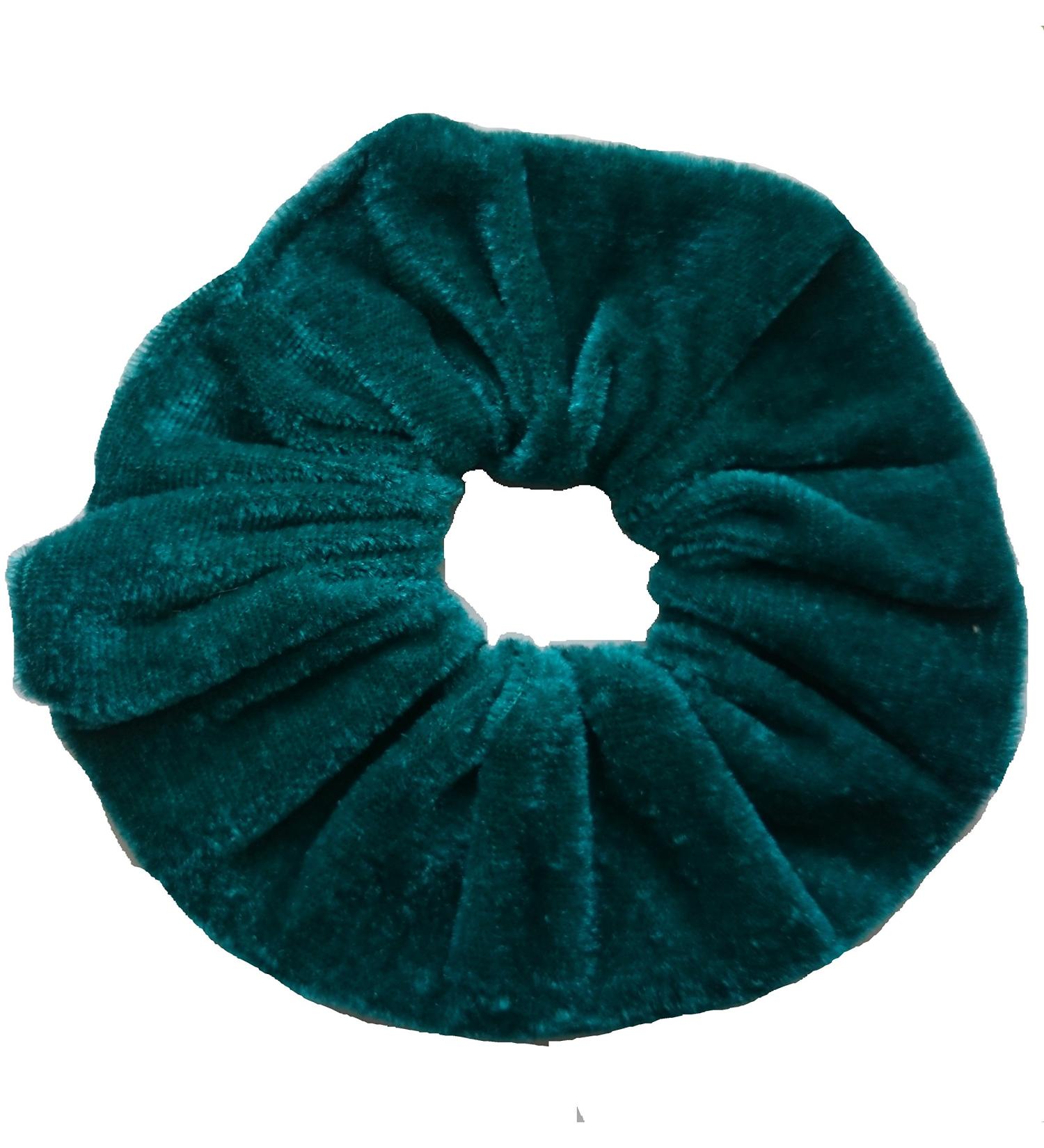 AADYA Pair of Extra Large (15CM) Velvet Hair SCRUNCHIES Elastic Scrunchy Hair BOBBLES (Dark Teal Green)