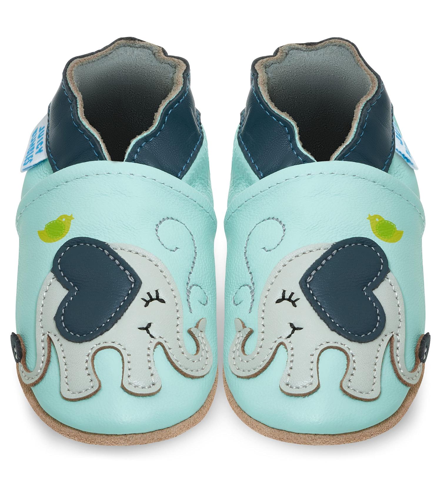 Blue Elephant Baby Shoes | Soft Sole Leather Toddler Shoes 0-6 Months | Baby Boy & Girl Walking Shoes - Buy Online on SooperMarket.com