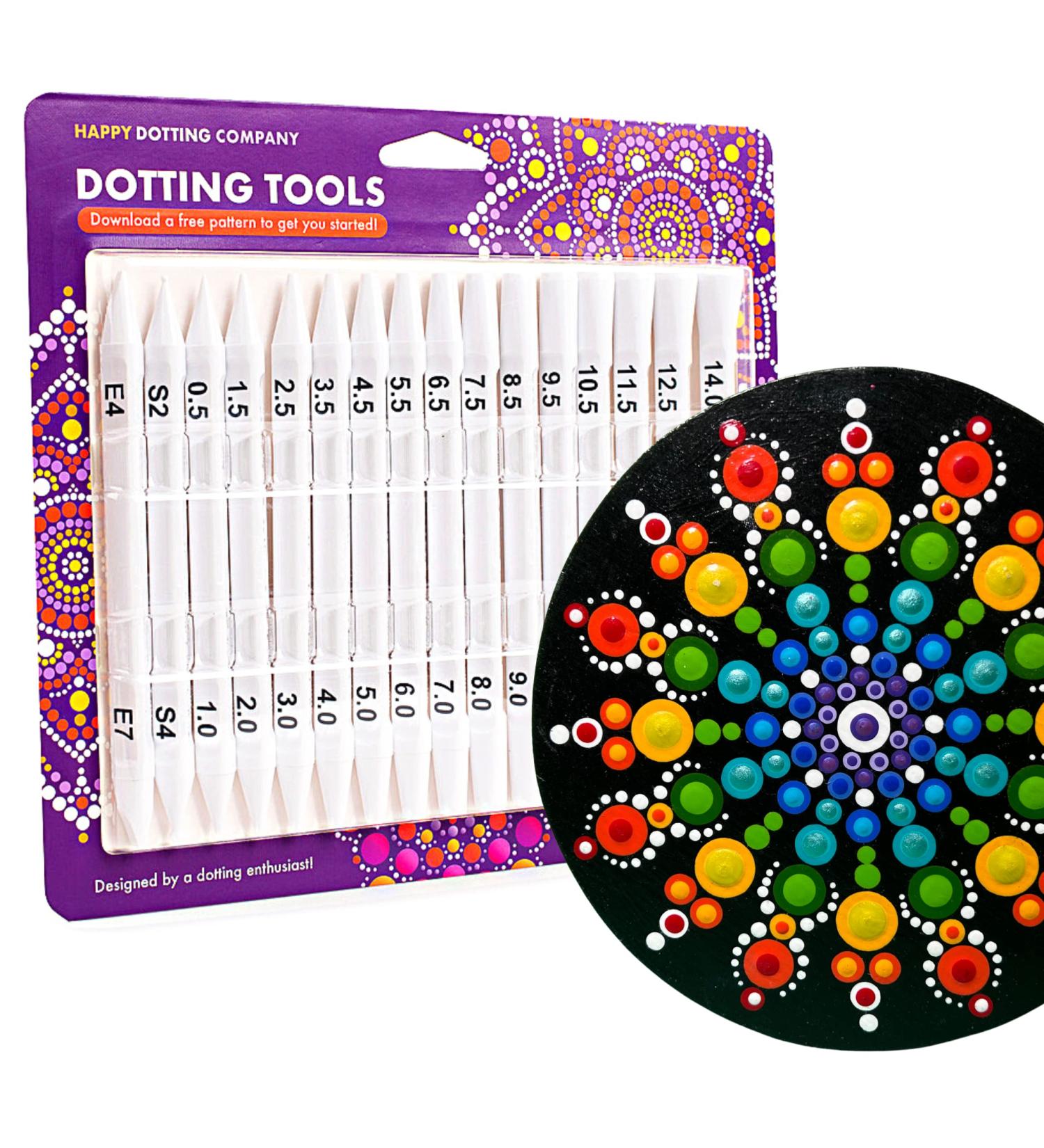 Happy Dotting Co. 16pc Dotting Tools for Mandala Painting - Double Ended Set with Stylus and Unique Ellipse Tool - Ideal for Rocks, Stone Craft, and Canvas DIY - Buy Online on SooperMarket.com