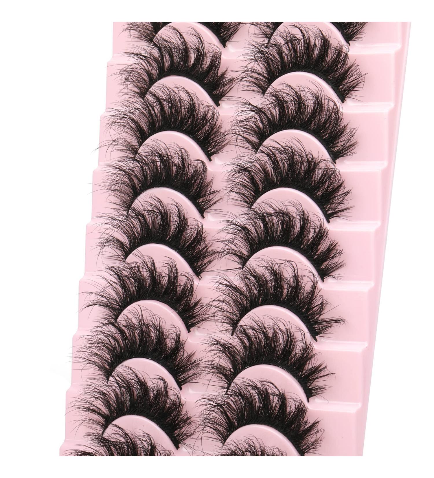 False Eyelashes - 10 Pairs Faux Mink Fluffy 3D Effect Natural Styles - Buy Online on SooperMarket.com